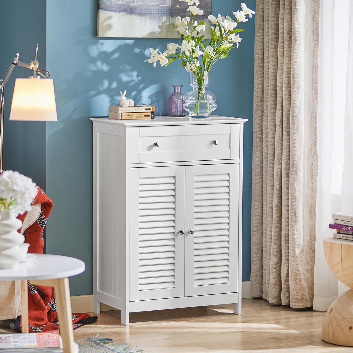 BADEZIMMERSCHRANK Weiß - Weiß, Holzwerkstoff (60/87/35cm) - SoBuy