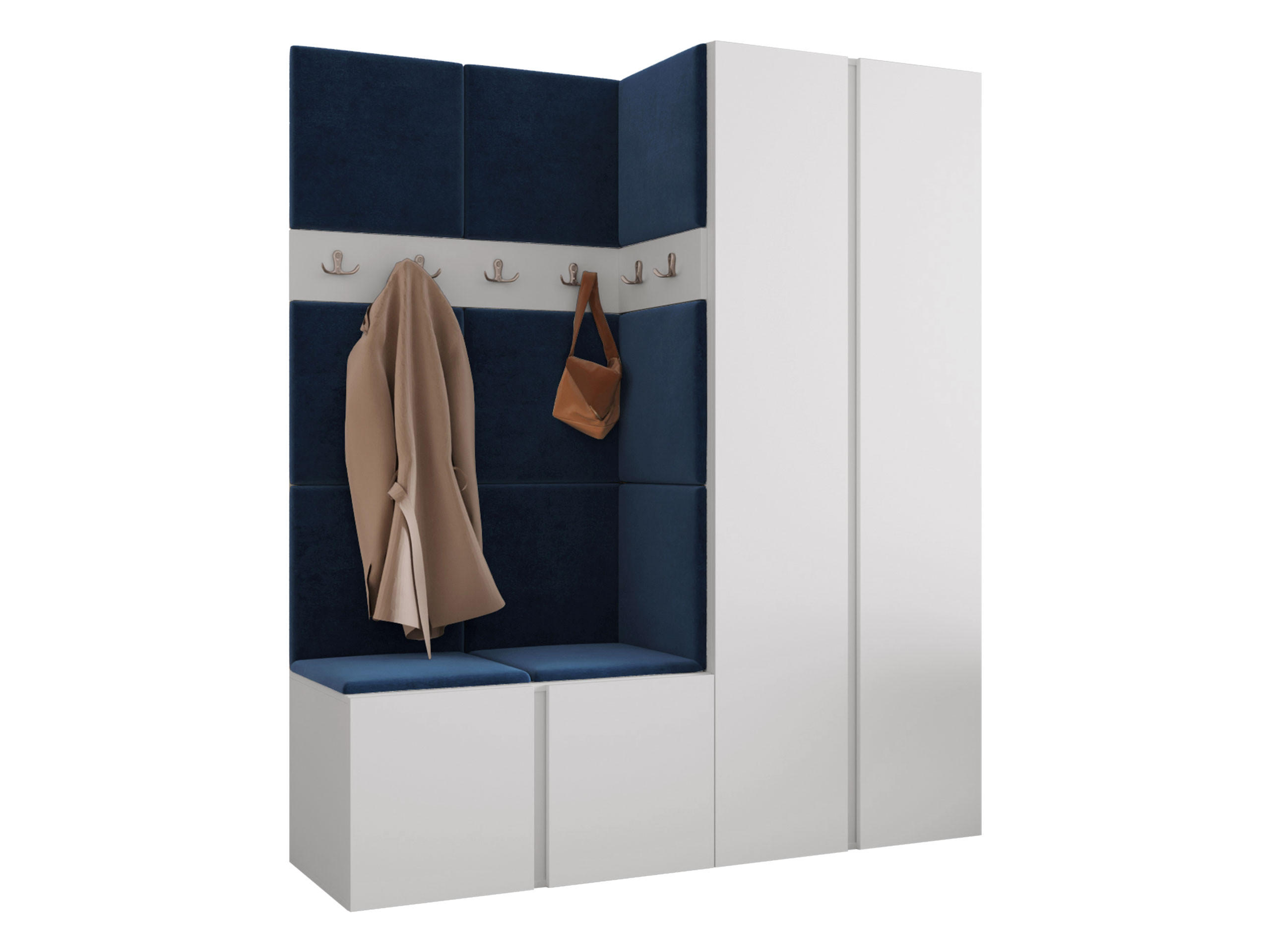 MOBILIER PENTRU HOL Orion III - albastru/alb, material plastic/compozit lemnos (158/186/46cm) - MIRJAN24