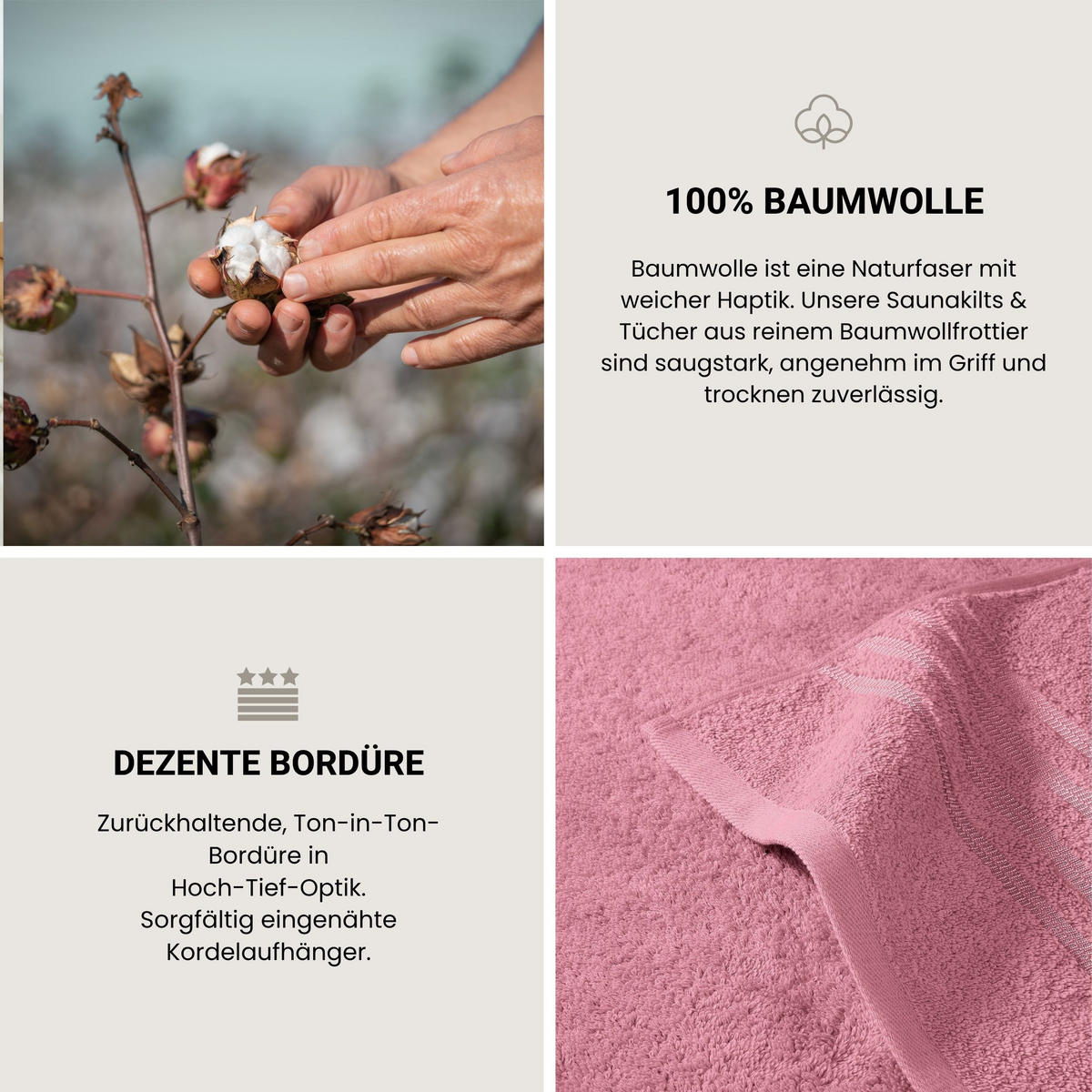 GÄSTETUCHSET Milano - 5-teilig - 30x50 cm - Malve - Mauve, Textil (30/50cm) - SCHIESSER