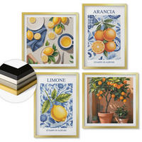 WANDBILDER 4er Set - 50x50 cm & 40x60 cm Goldrahmen - Illustrationen von Zitrusfrüchten - Goldfarben, Kunststoff (50/50cm) - ArtPrintCave