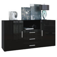SIDEBOARD Skadu Front in Schwarz Hochglanz - Schwarz Hochglanz, Holzwerkstoff (138.5/71.5/35cm) - Vladon