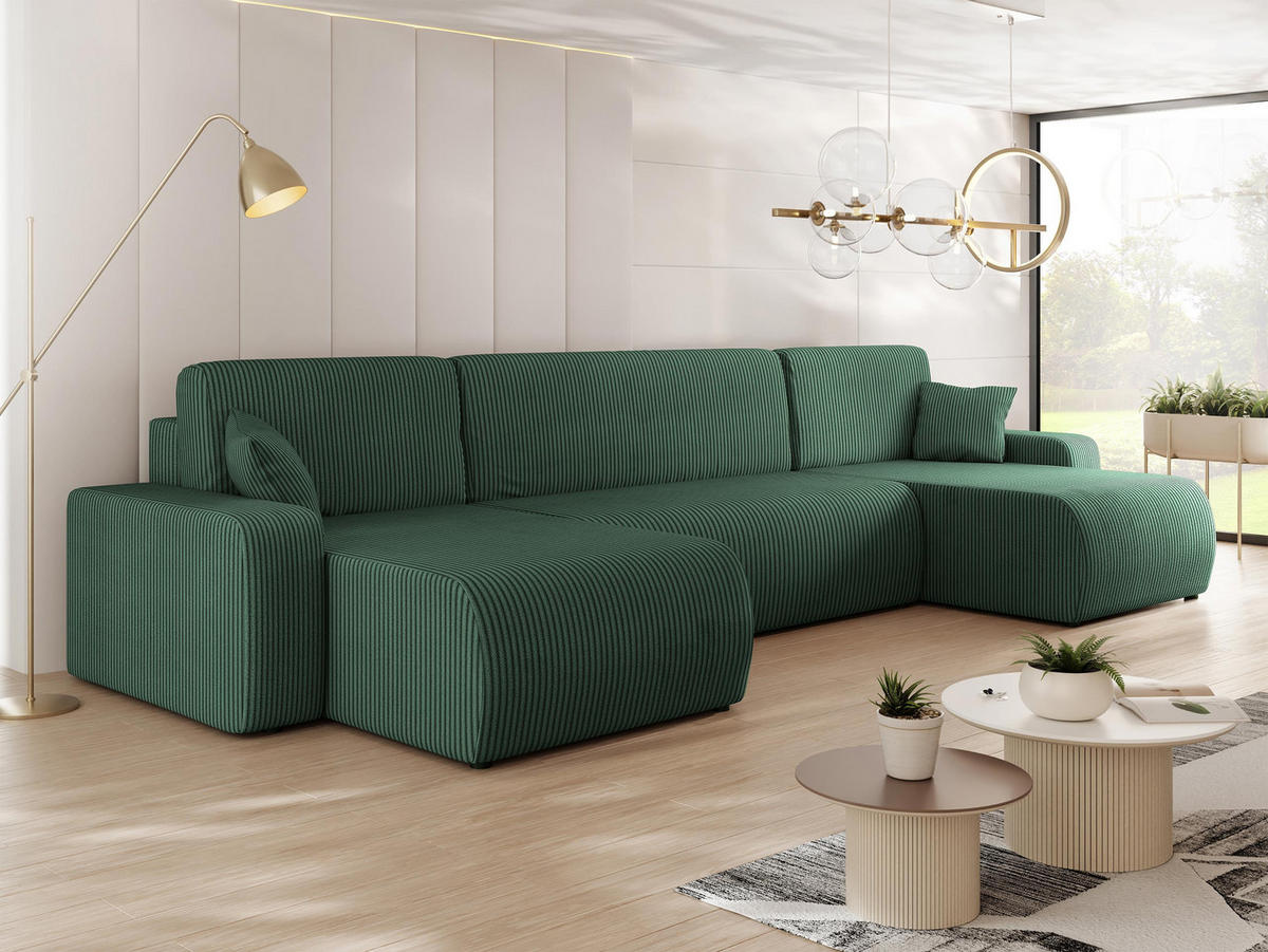 CANAPEA ÎN FORMĂ DE U Piano U Reiat - verde/negru, material plastic/material textil (312/82/145cm) - MIRJAN24