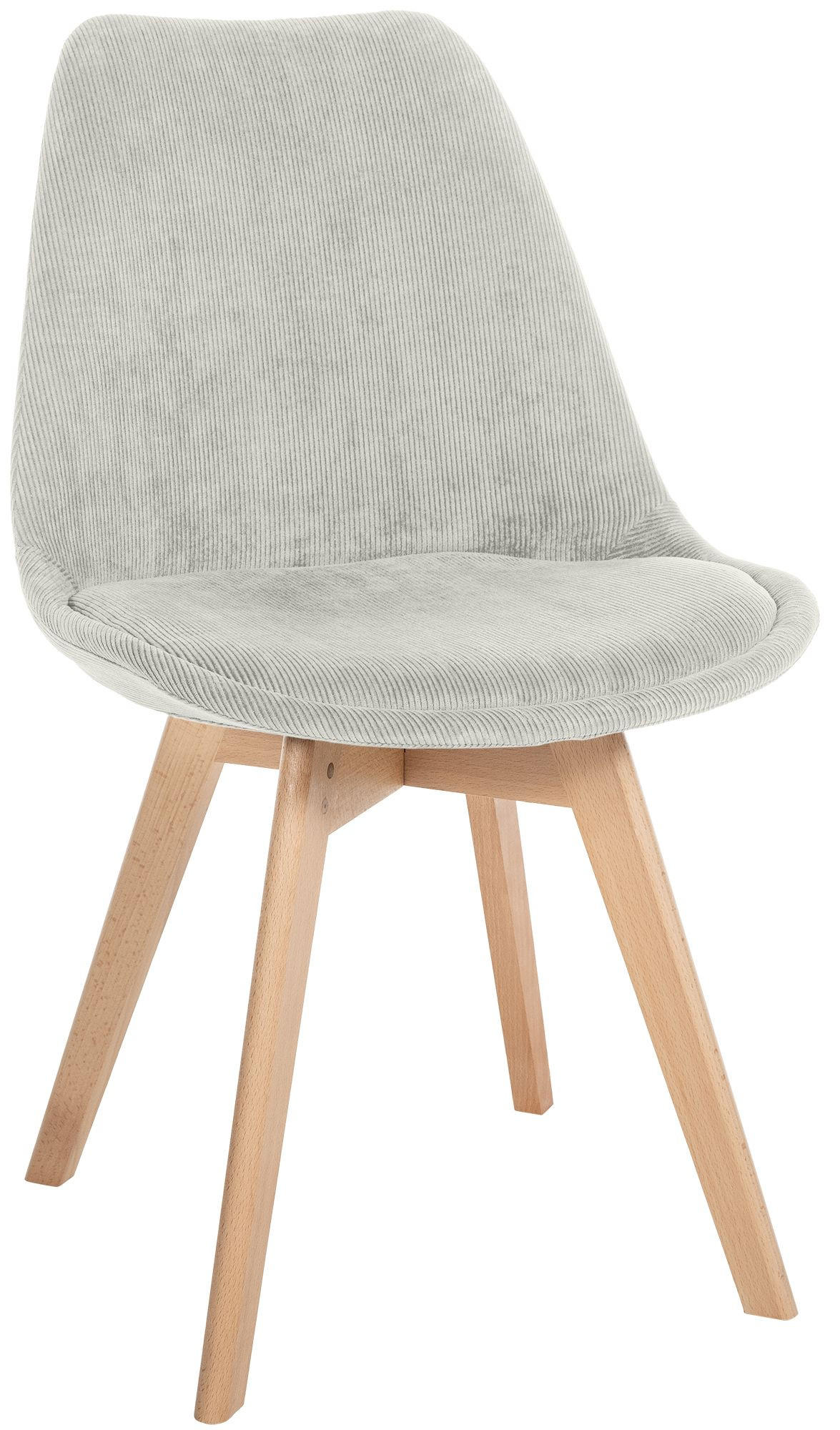 STUHL Cord Hellgrau - Eukalyptusholzfarben/Hellgrau, Holz/Textil (49/83/50cm) - CLP
