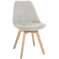STUHL Cord Hellgrau - Eukalyptusholzfarben/Hellgrau, Holz/Textil (49/83/50cm) - CLP