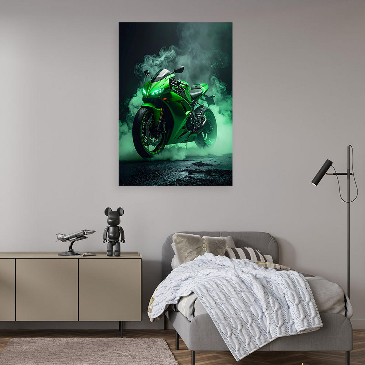 LEINWANDBILD Kraftfahrzeuge 80x120cm - Grün, Textil (80/120cm) - Feeby