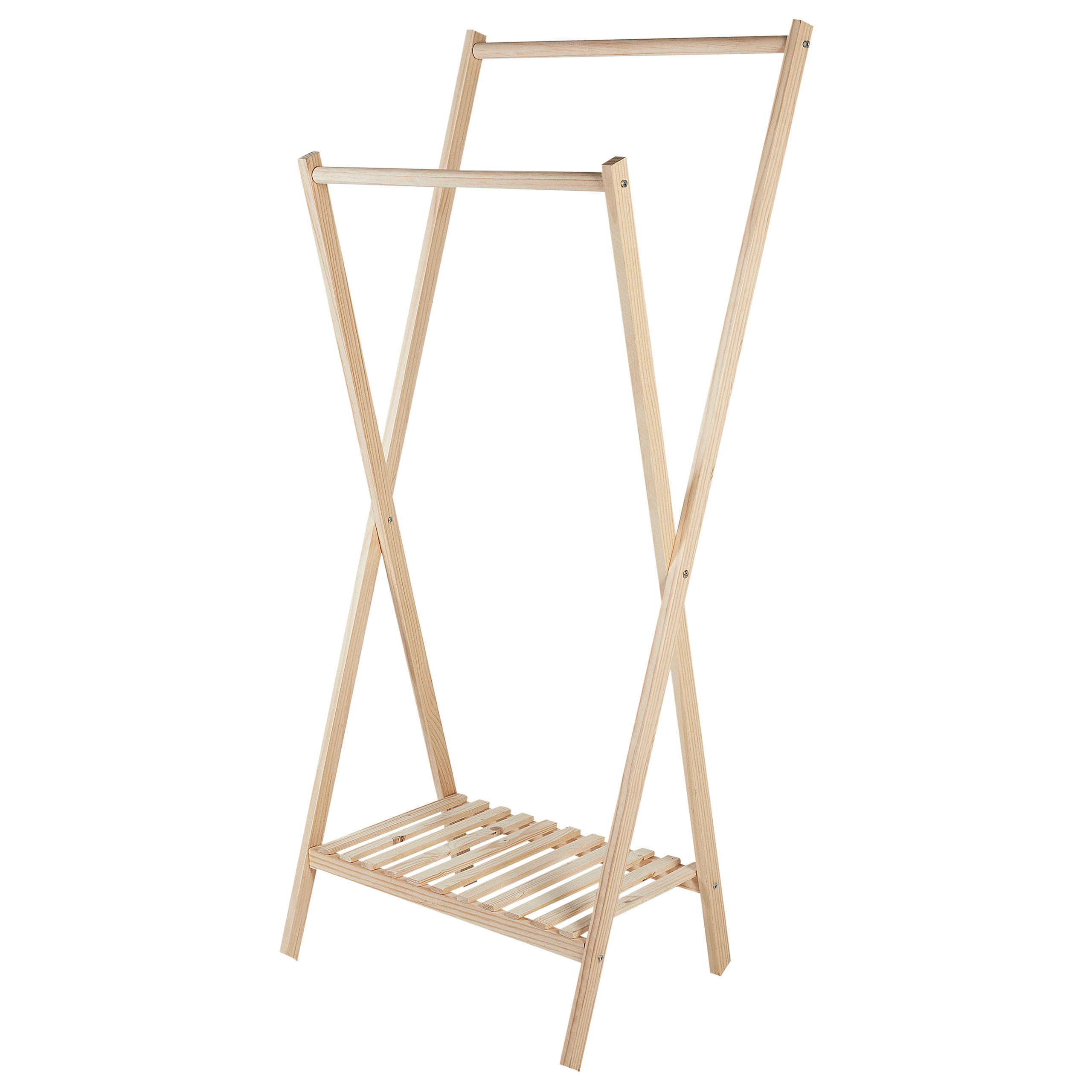 KLEIDERSTÄNDER Tannenholz hellbraun 155 cm Denver - Hellbraun, Holz (64/155/47cm) - Beliani