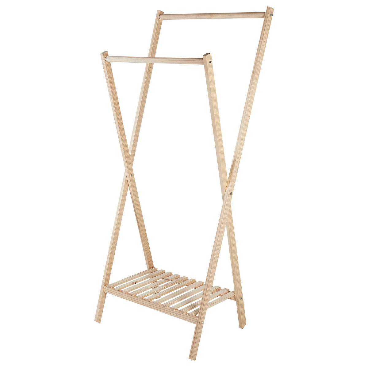 KLEIDERSTÄNDER Tannenholz hellbraun 155 cm Denver - Hellbraun, Holz (64/155/47cm) - Beliani