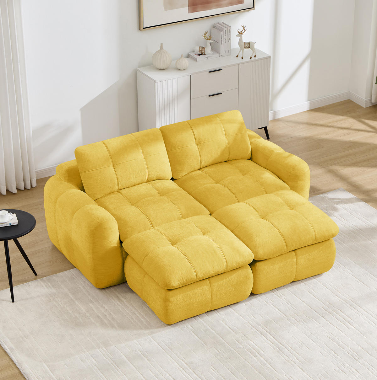 SOFA 194/160/68 cm in Gelb aus Chenille, frei kombinierbar - Gelb, Textil (160/68/194cm) - Flora Grace