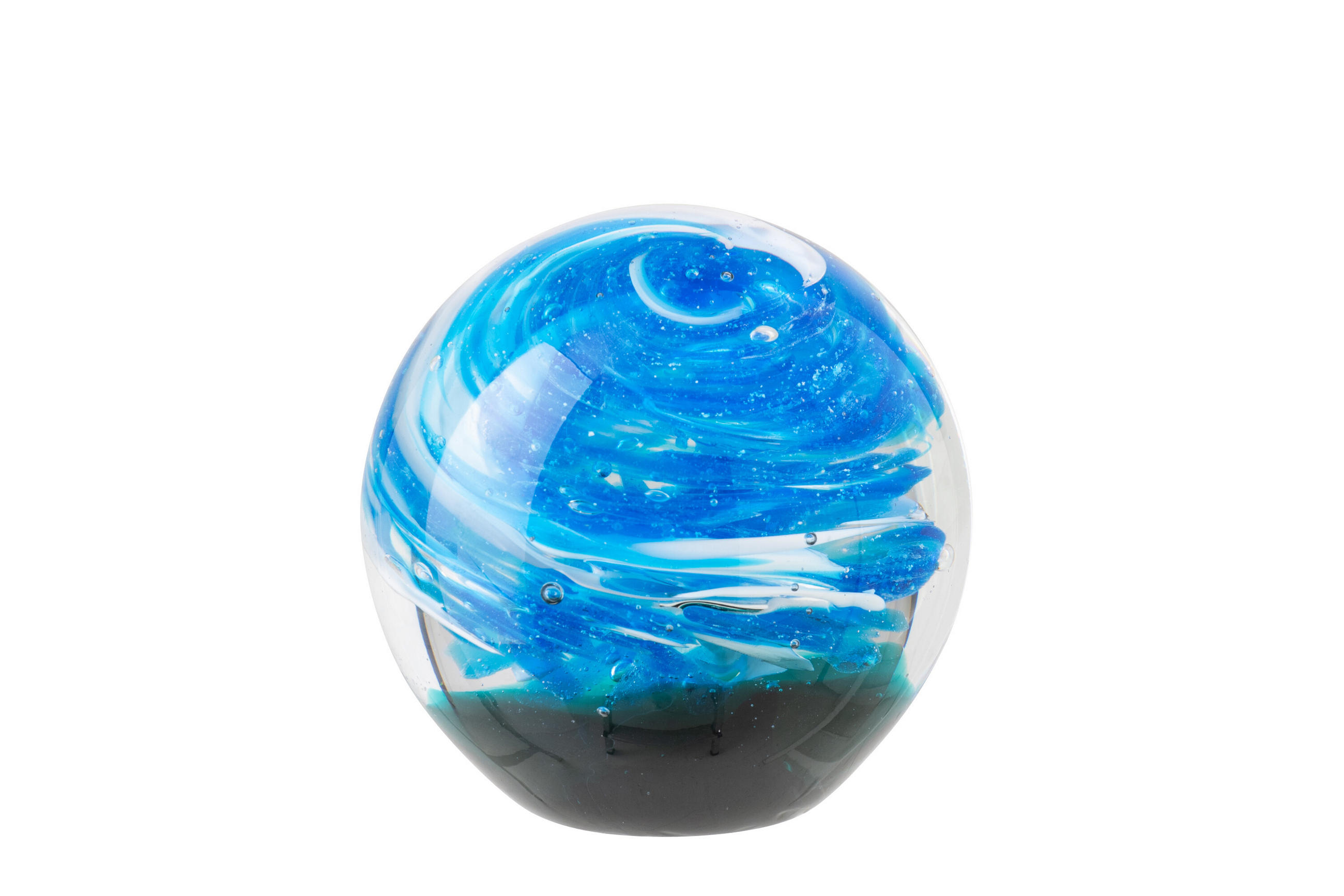 BRIEFBESCHWERER BALL - Blau, Glas (10/10/10cm) - J-Line