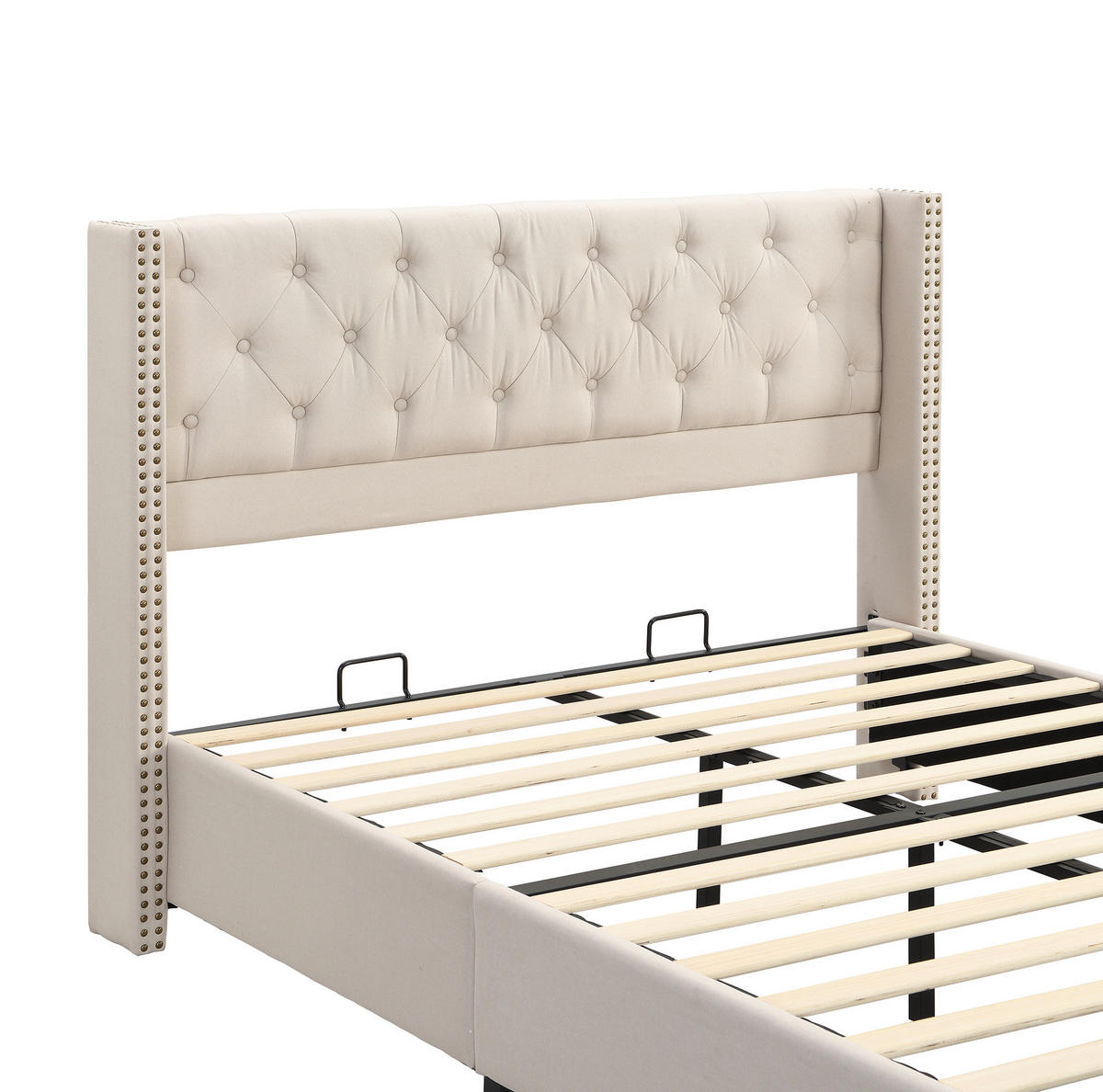 POLSTERBETT aus Leinen 160x200 cm in Beige mit Lattenrost - Beige, Textil (160/200cm) - Modfu