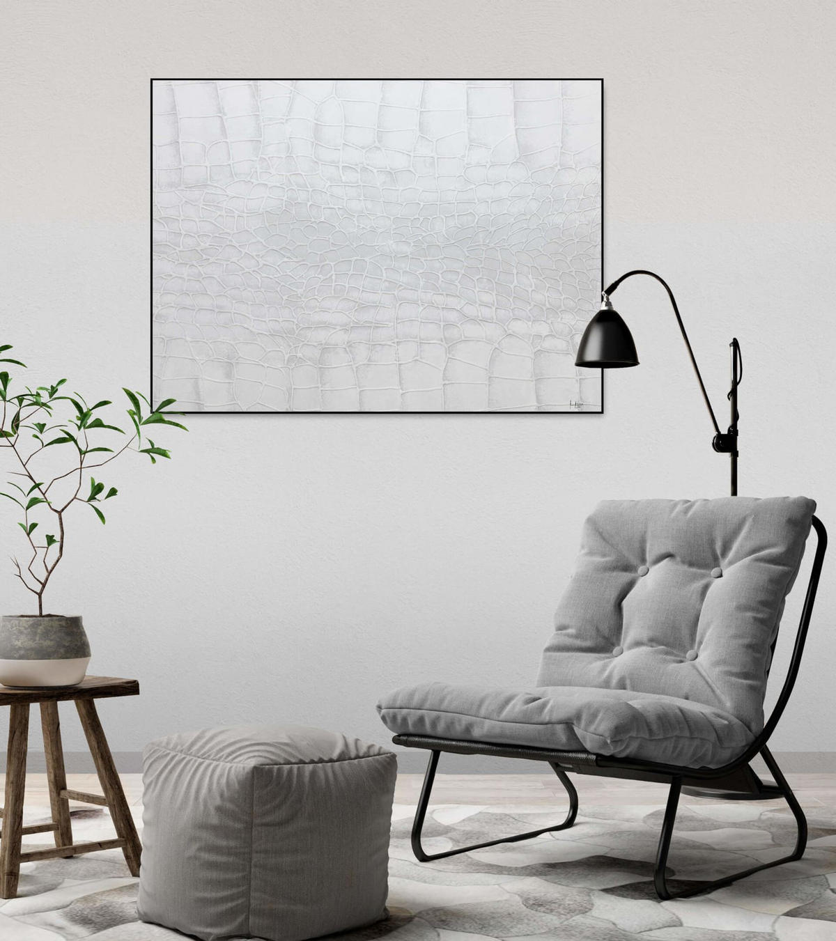 ACRYLBILD HANDGEMALT 100/75 cm - Weiß, Holz/Textil (100/75cm) - KUNSTLOFT