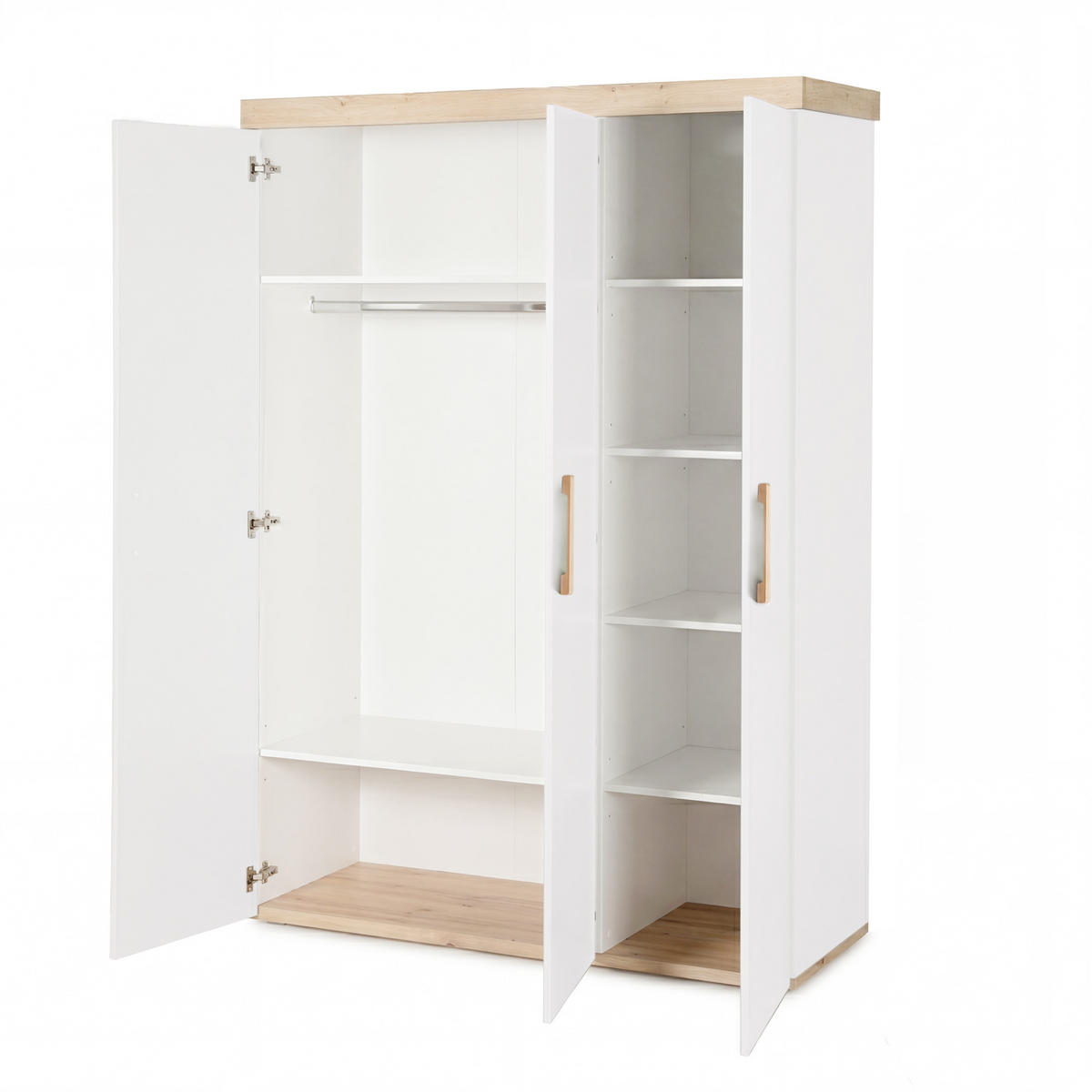 KINDERKLEIDERSCHRANK Jimmy Weiß - Weiß, Holzwerkstoff (138/195/53cm) - Roba