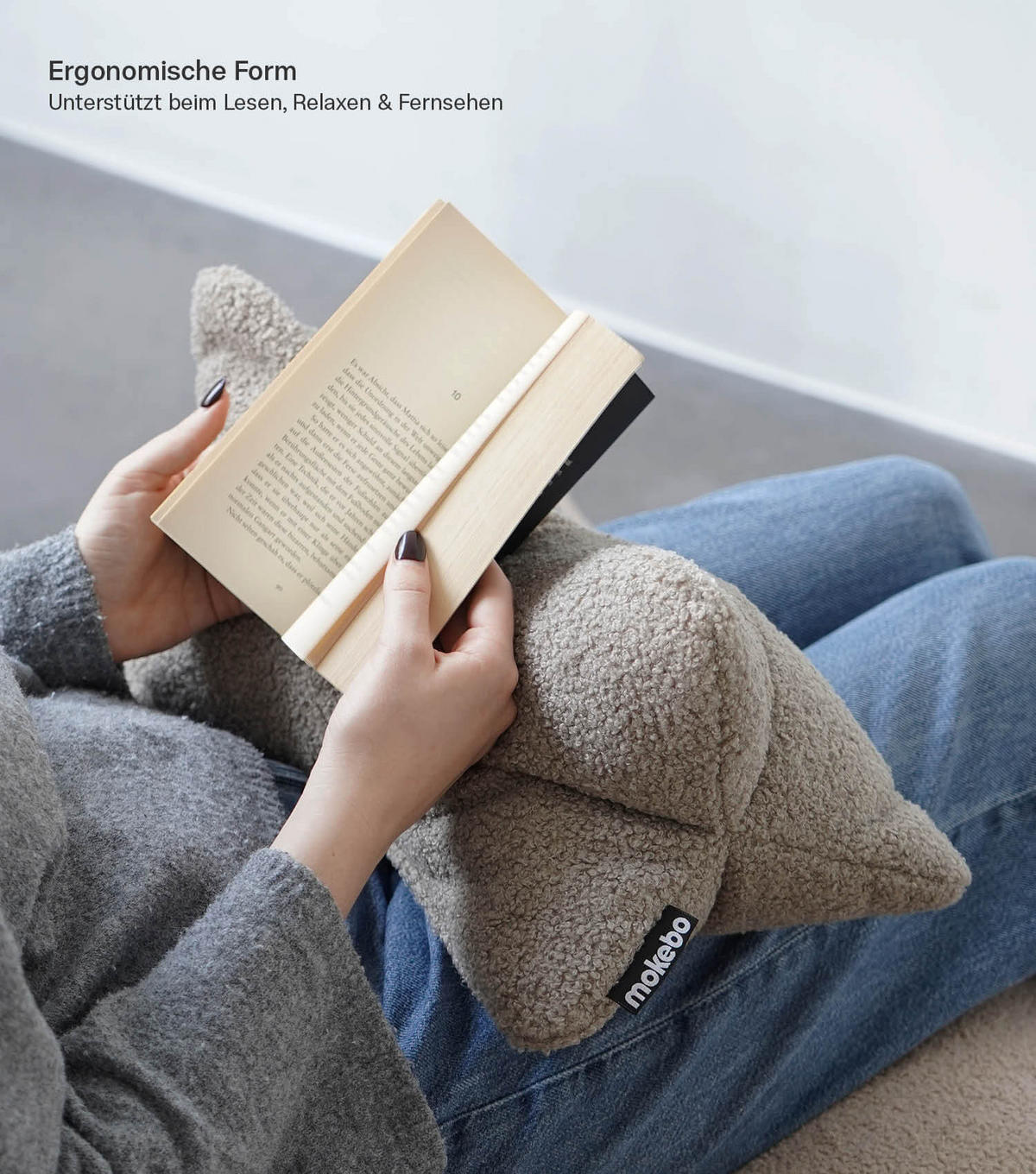 NACKENKISSEN Der Leseknochen - Braun, Textil (42/22cm) - Mokebo