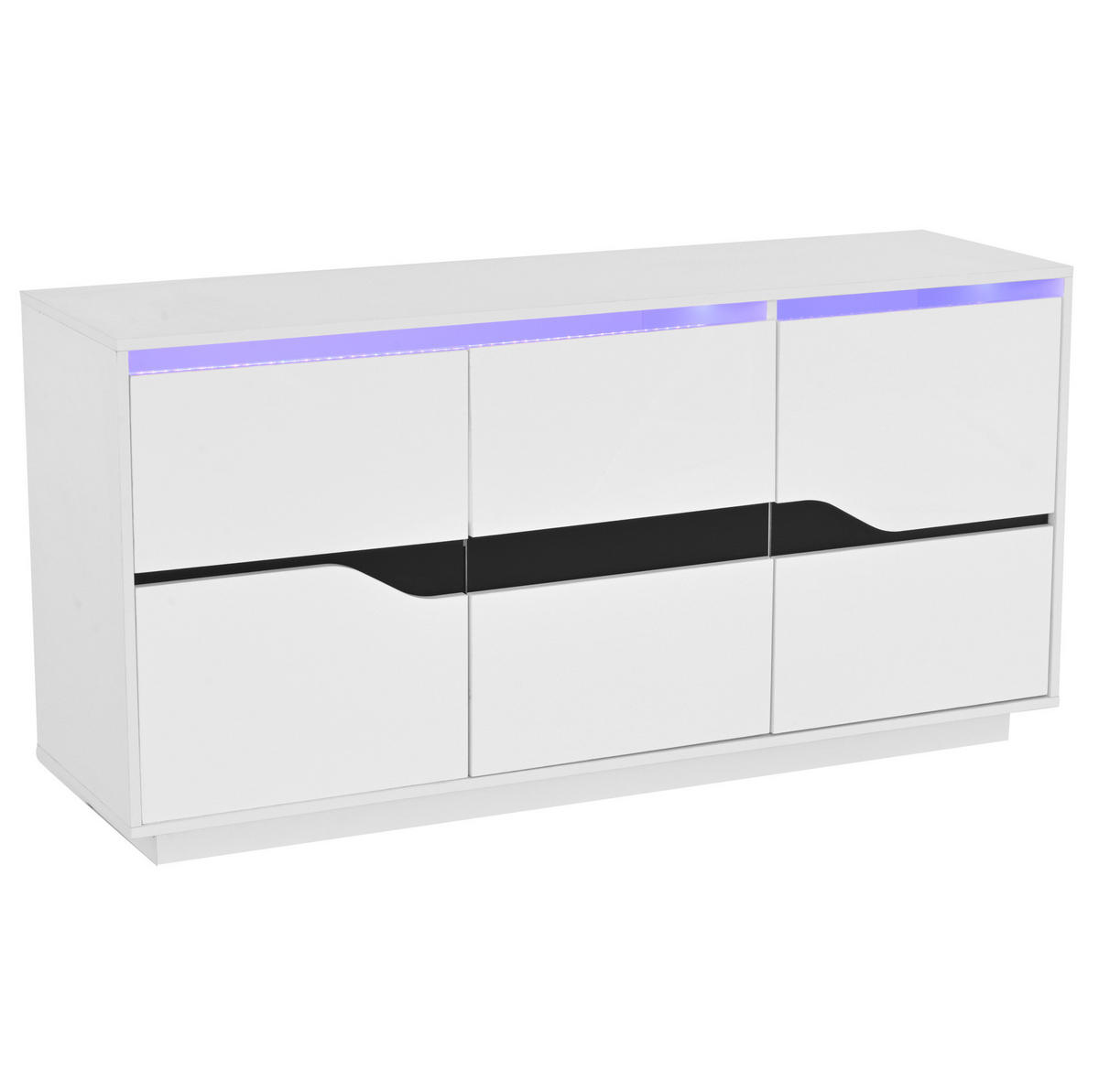 HIGHBOARD 70/40/170 cm mit 4 Türen, offenem Gerätefach und verstellbaren Einlegeböden, MDF, Weiß - Weiß, Holzwerkstoff (70/170/40cm) - Redom
