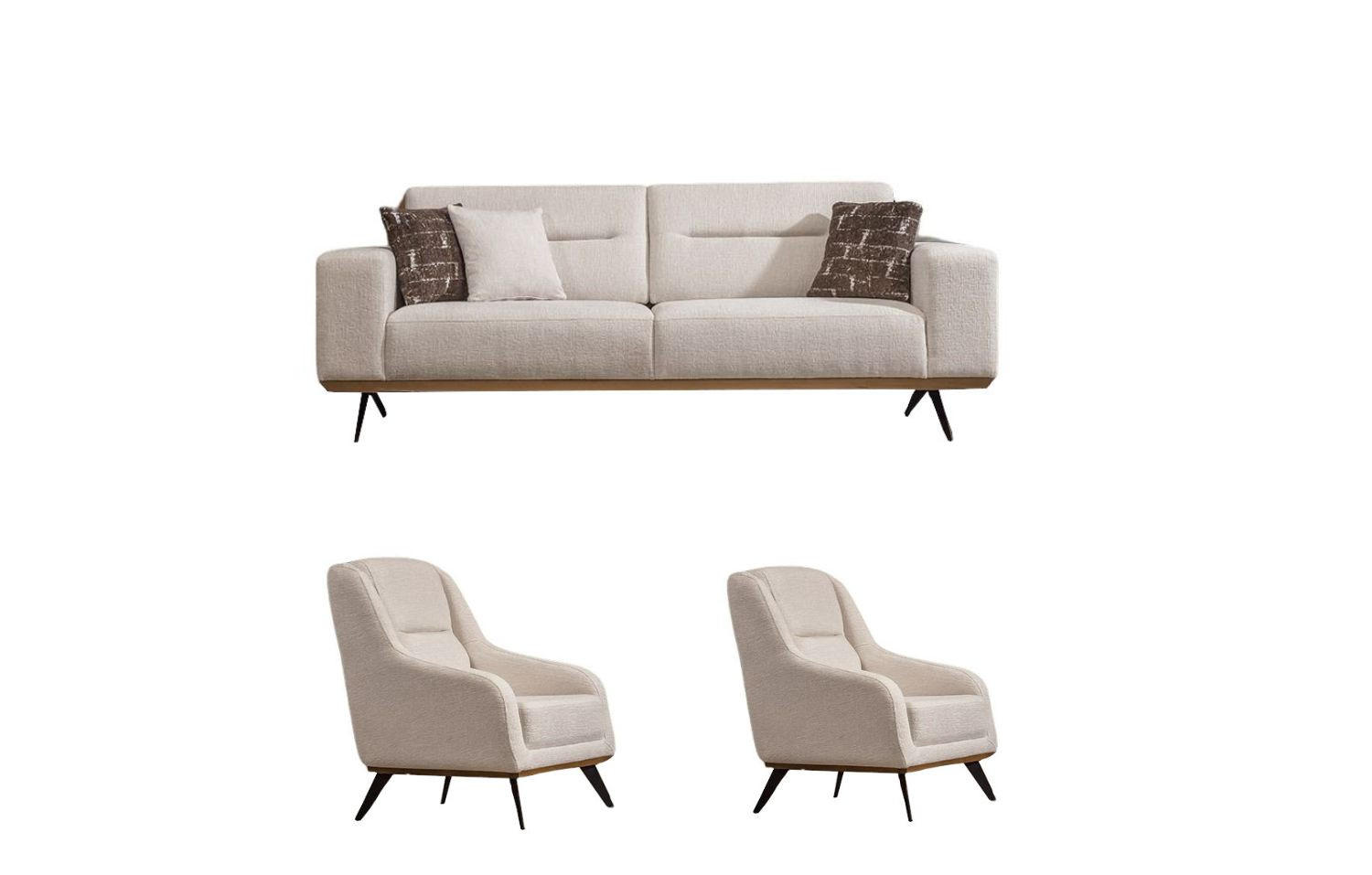 Villa Möbel Sitzgarnitur Beige 190x85x100 cm