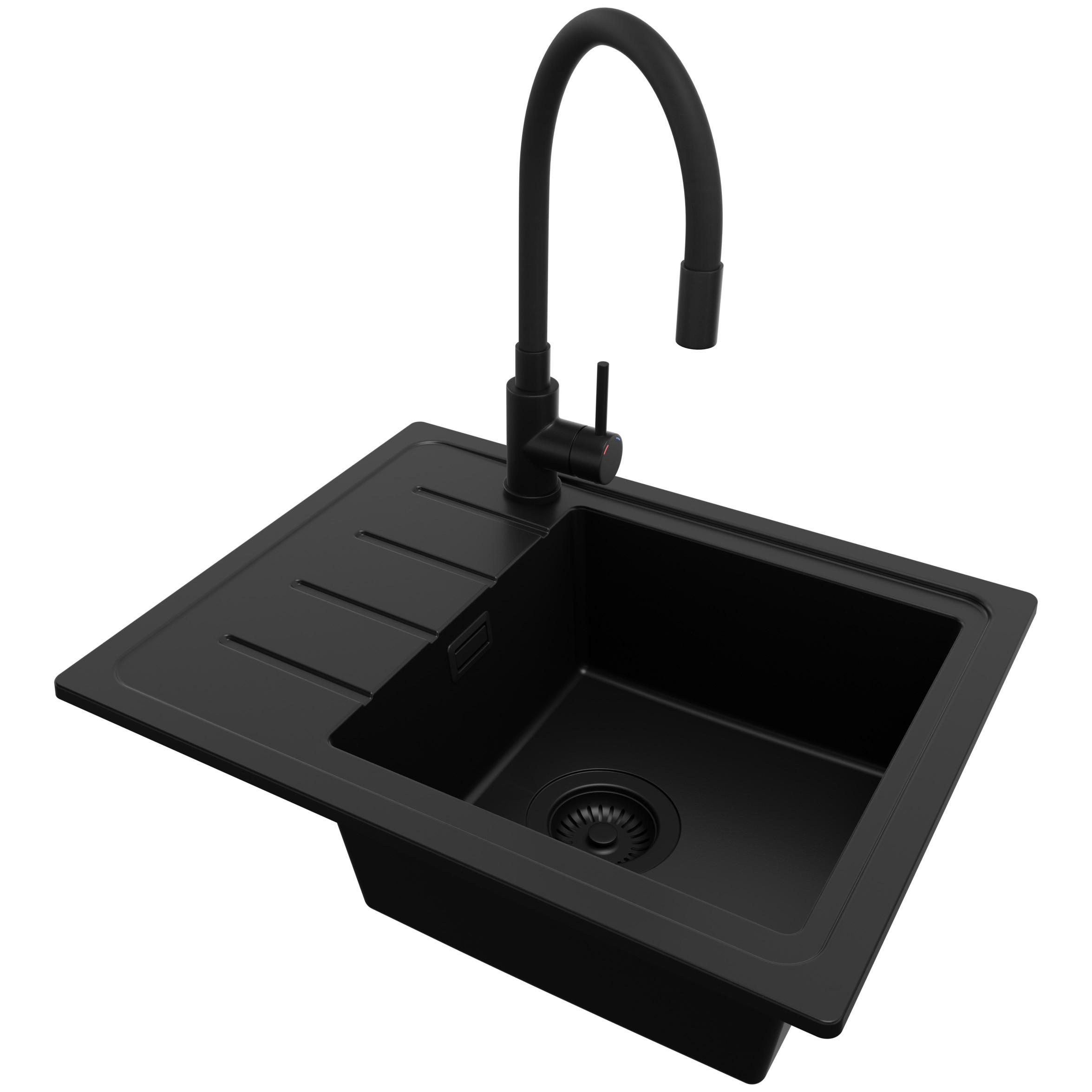 Primagran Granitspüle Schwarz, Schwarz, Schwarz 55x17x44 cm