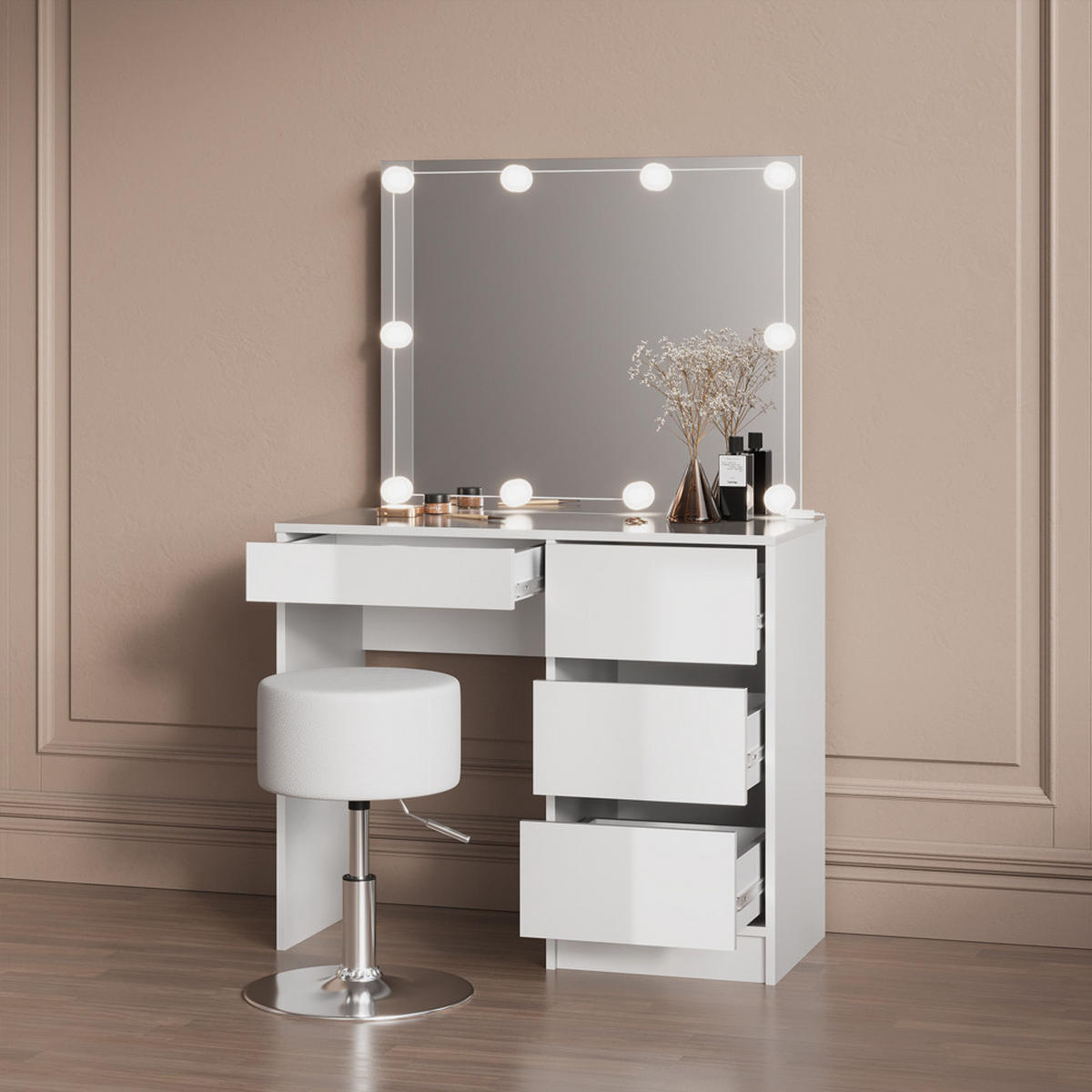 SCHMINKTISCH Imola Weiß ohne Spiegel - Weiß, Holzwerkstoff (40/90/75cm) - Livinity®