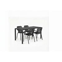 GARTENSET Vondel 4 Personen Esstisch/ 4 Stühle Armlehne Schwarz - Schwarz, Metall - Zuiver