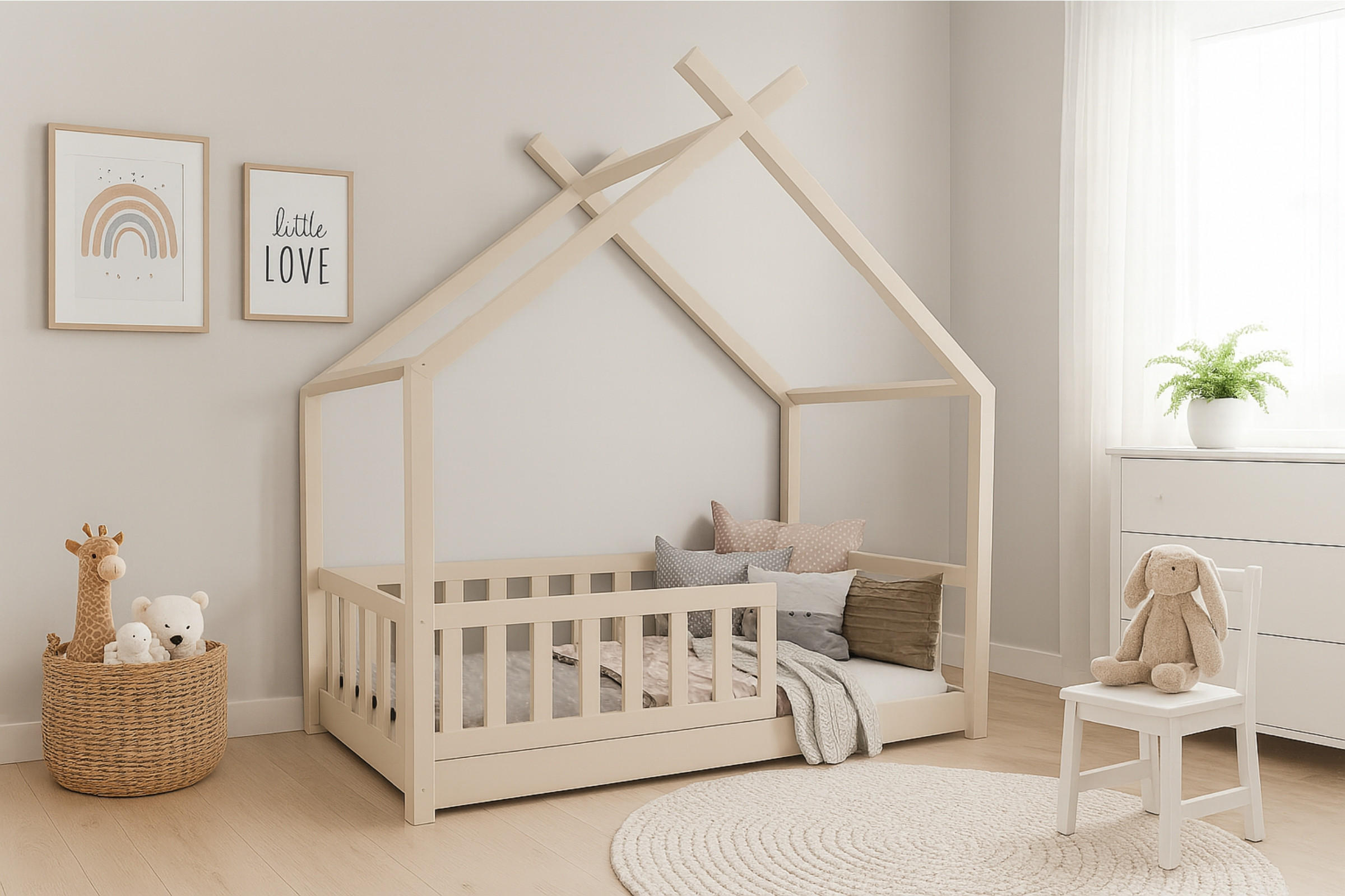 HAUSBETT STAR PLUS 140/200 in Cashmere - Beige, Holz (140/200cm) - Deine Möbel 24