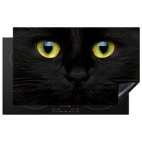 HERDABDECKPLATTE Katze - Augen - Gelb - Schwarz Ceranfeldabdeckung 85x52 cm - Schwarz, Kunststoff (85/52/0.2cm) - MuchoWow