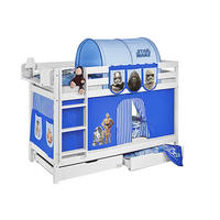 ETAGENBETT JELLE 90x190 cm Star Wars blau - Hochbett - inkl. Vorhang und 2 Lattenrosten - Weiß, Holz - Lilokids
