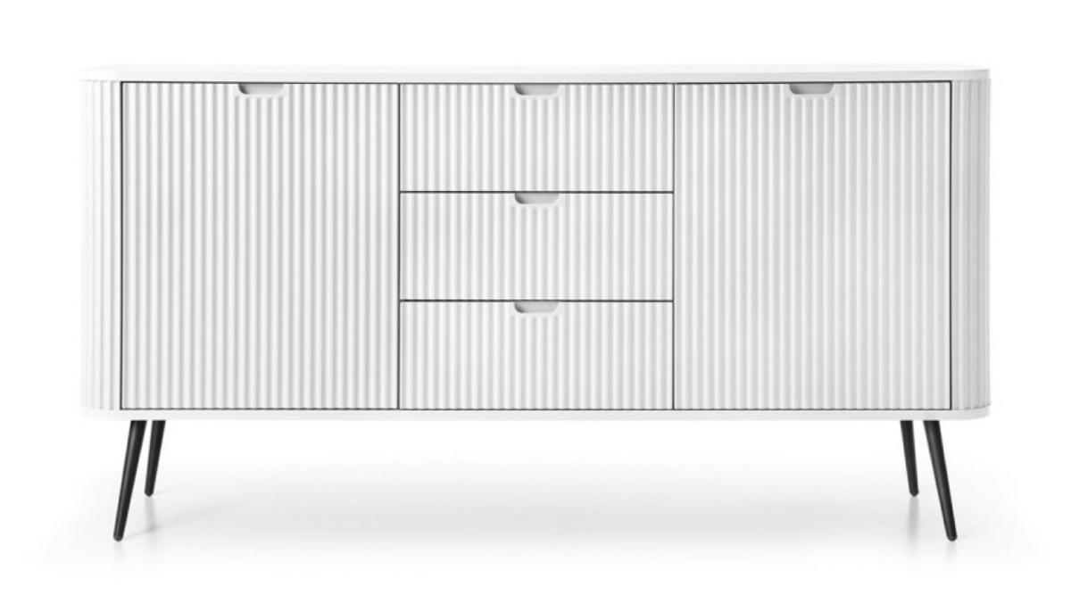 SIDEBOARD Weiß KSZ168 Gefräst Schwarze Griffe - Weiß, Holzwerkstoff (168/87/39cm) - Sepro Meble