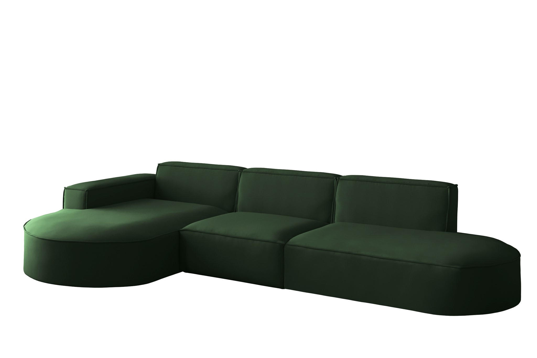 ECKSOFA Ottomane Palma Opera Velvet - Grün, Holzwerkstoff/Textil (296/165cm) - Fun Möbel