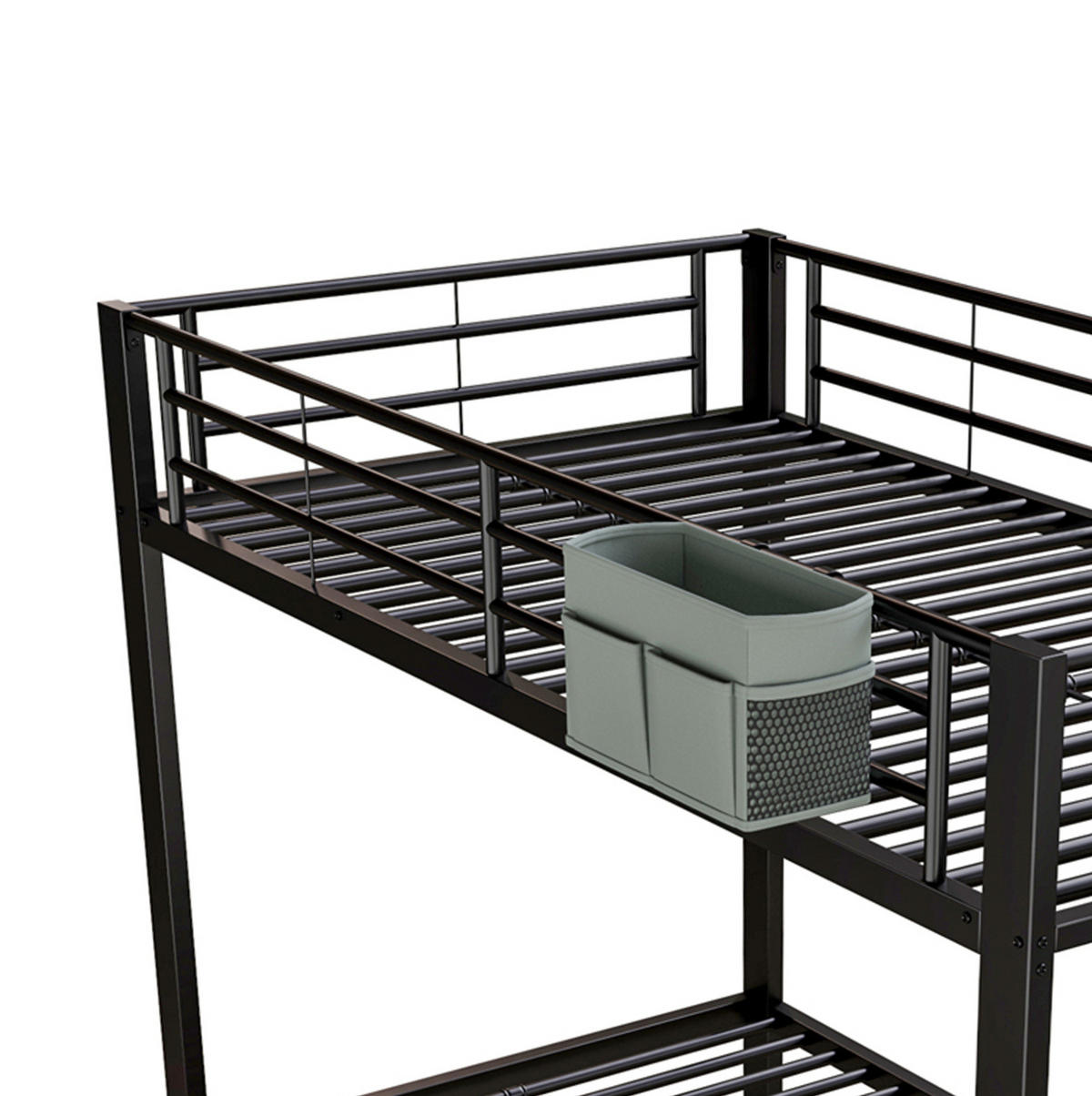 ETAGENBETT mit Ausziehbett und Stauraum 90 x 200 cm Metall Schwarz - Schwarz, Metall (90/200cm) - Beauniv