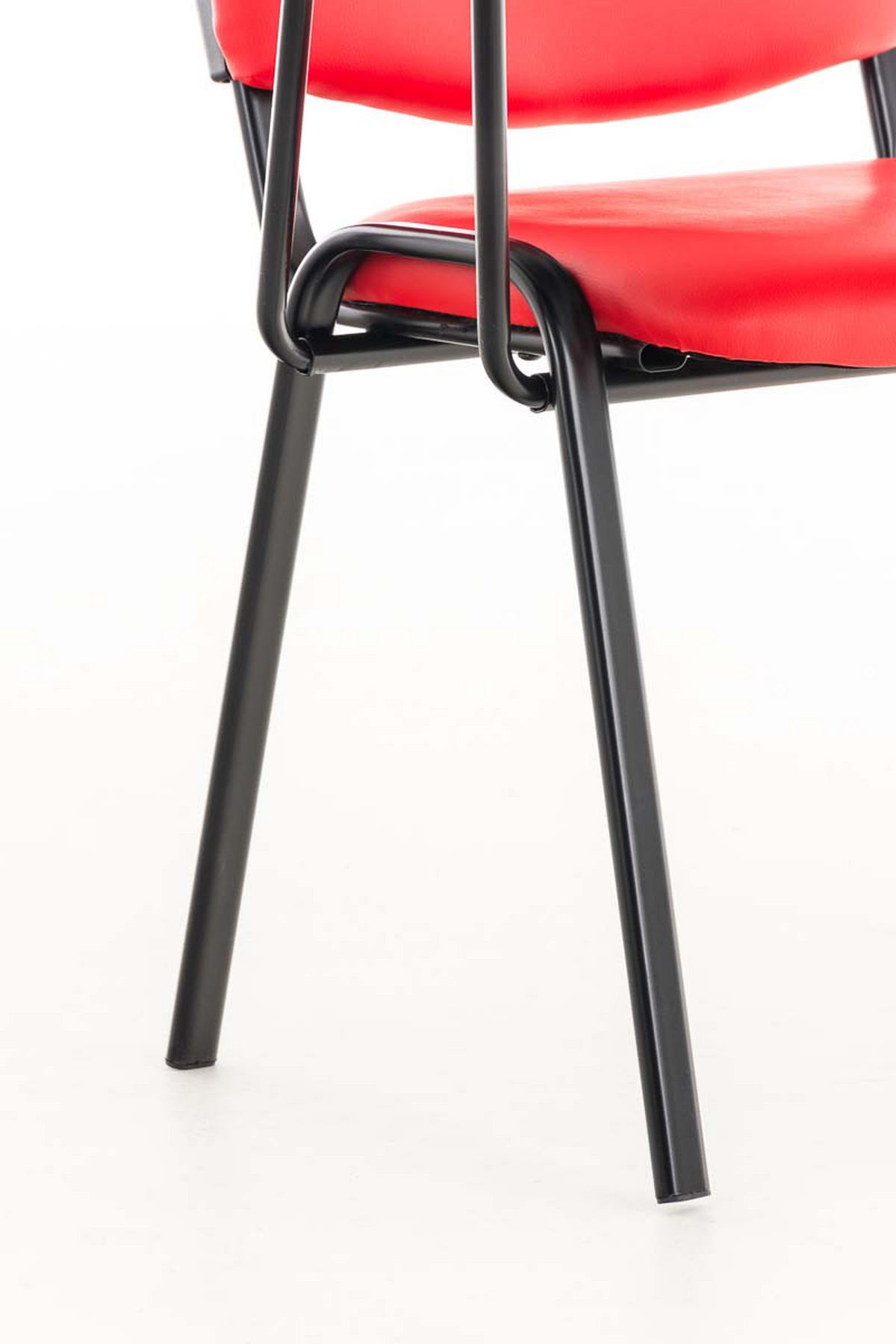 BESUCHERSTUHL Keen mit Klapptisch, Kunstleder mit Gestell Schwarz / Bezug Rot - Rot/Schwarz, Textil/Metall (53/81/53cm) - TPFLiving