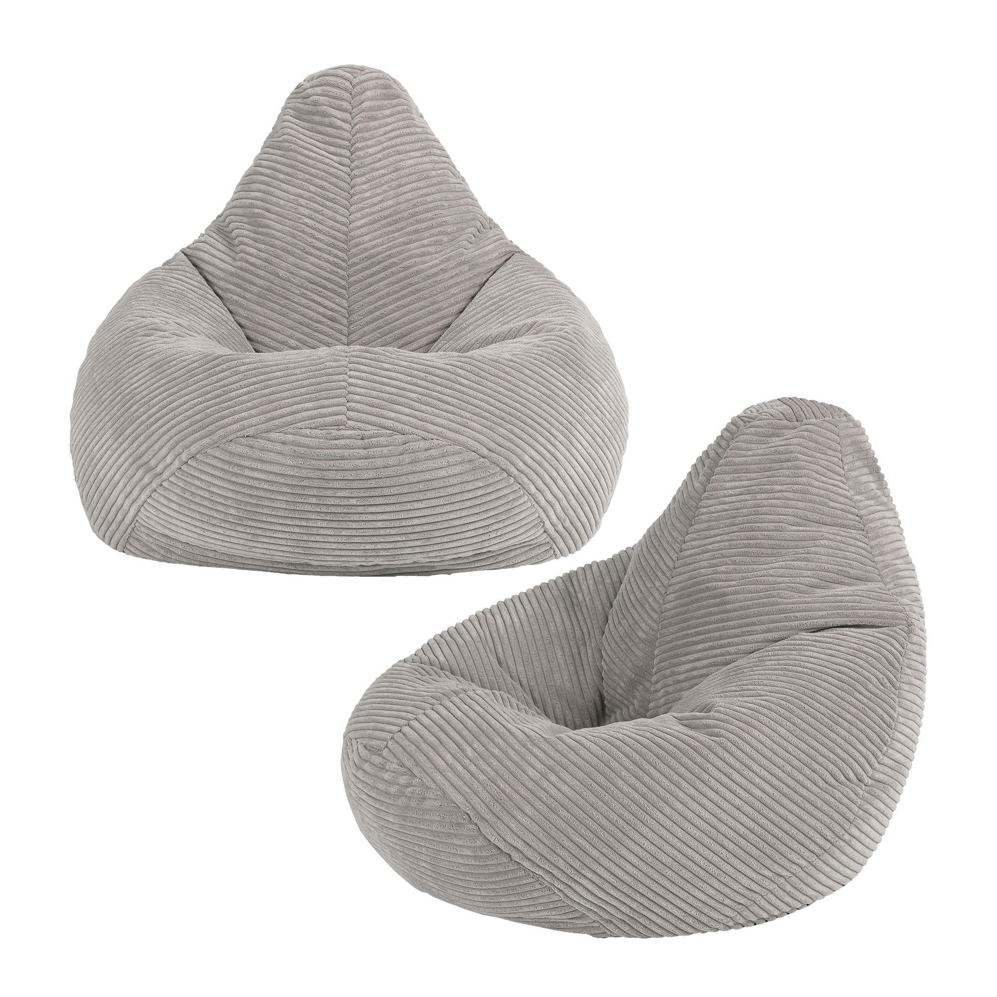 SITZSACK für Kinder Sessel aus Cord 2-tlg. - Grau, Textil (69/59/65cm) - icon