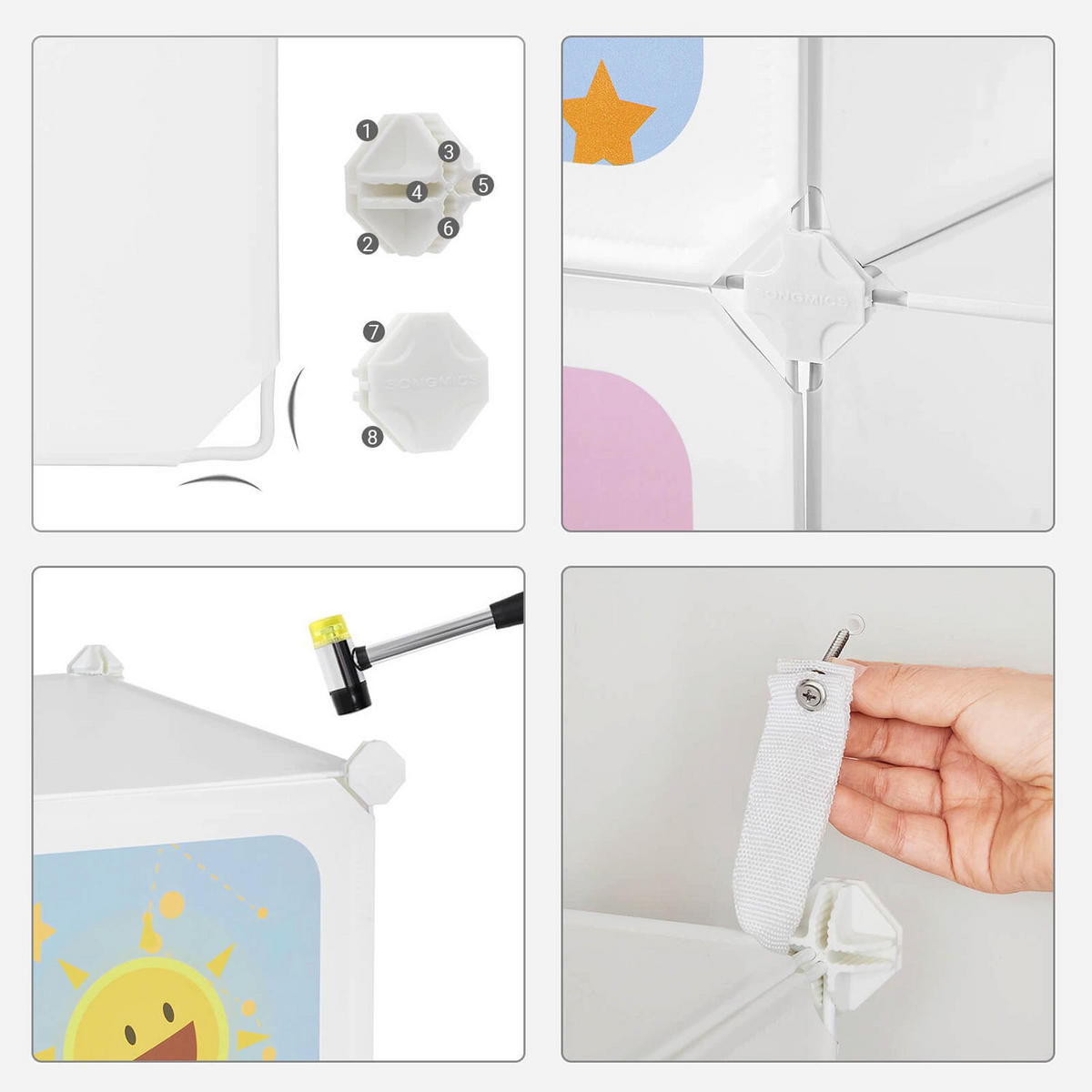 STECKREGAL REGALSYSTEM FÜR KINDER - Weiß, Kunststoff (41/123/123cm) - Hansiro