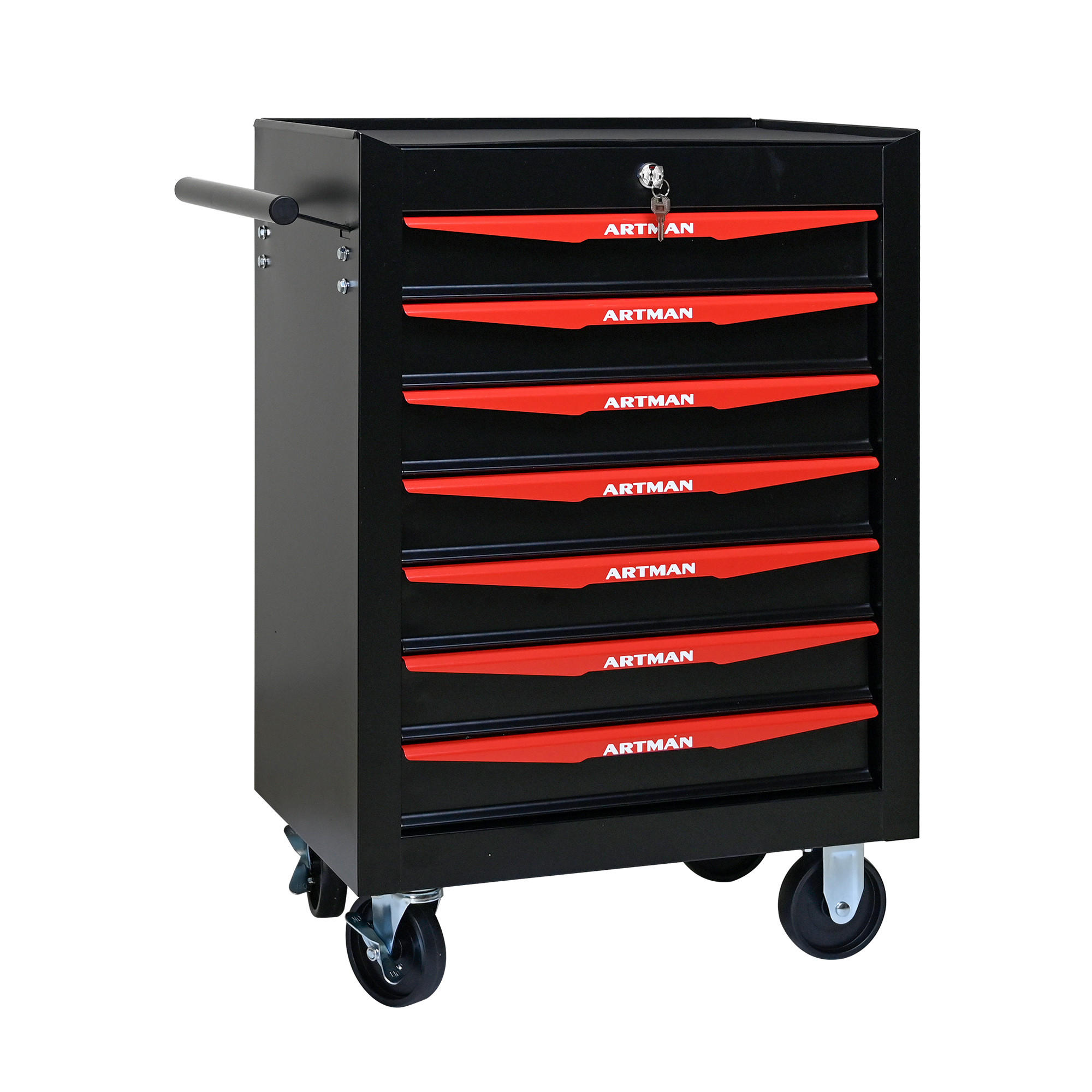 KOMBINATIONS-WERKZEUGSCHRANK – 7 Schubladen – 508 mm (20 Zoll) – Farbgebung: Schwarz und Rot - Multicolor, Metall (33/77.5/60cm) - DCA