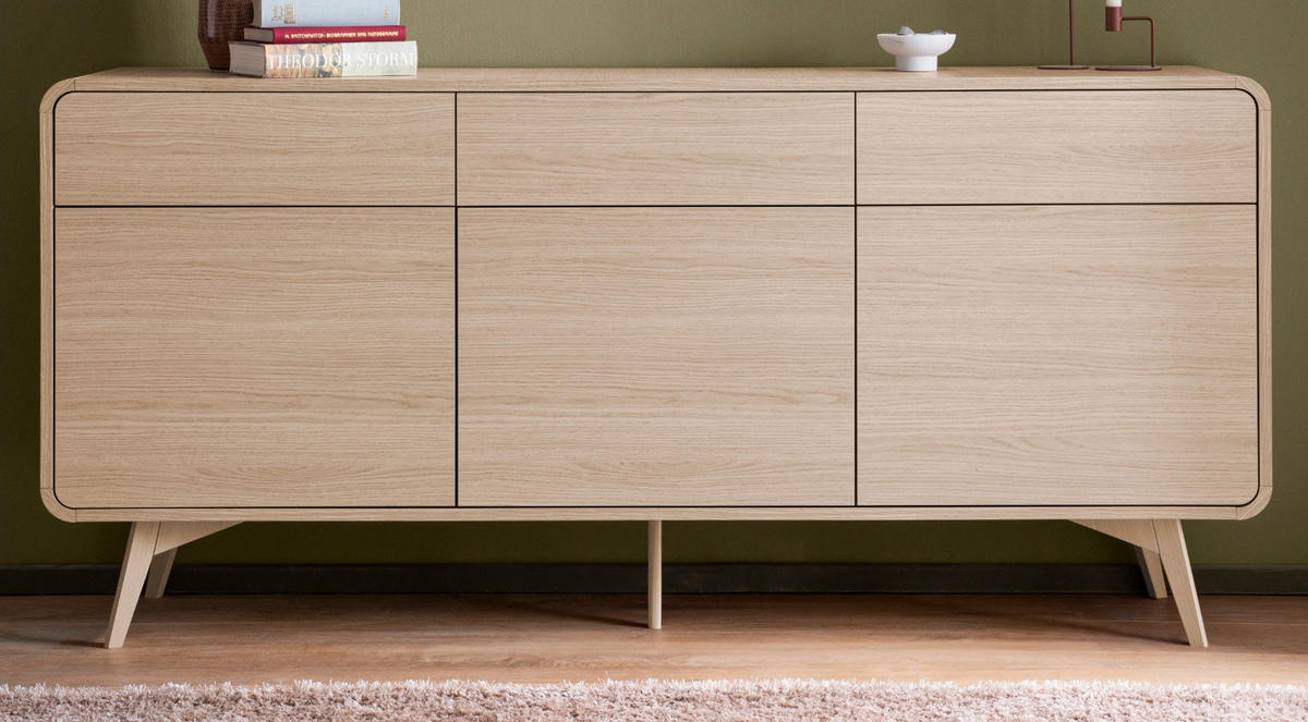 SIDEBOARD Eiche natur, Kommode 180 x 84 cm, Elverum - Eichefarben/Naturfarben, Holz/Holzwerkstoff (180/84/39cm) - Furn.Design