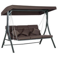 HOLLYWOODSCHAUKEL aus Eisen 118x198x168cm in Braun mit Sonnendach & Kissen - Braun, Metall (118/168/198cm) - Modfu