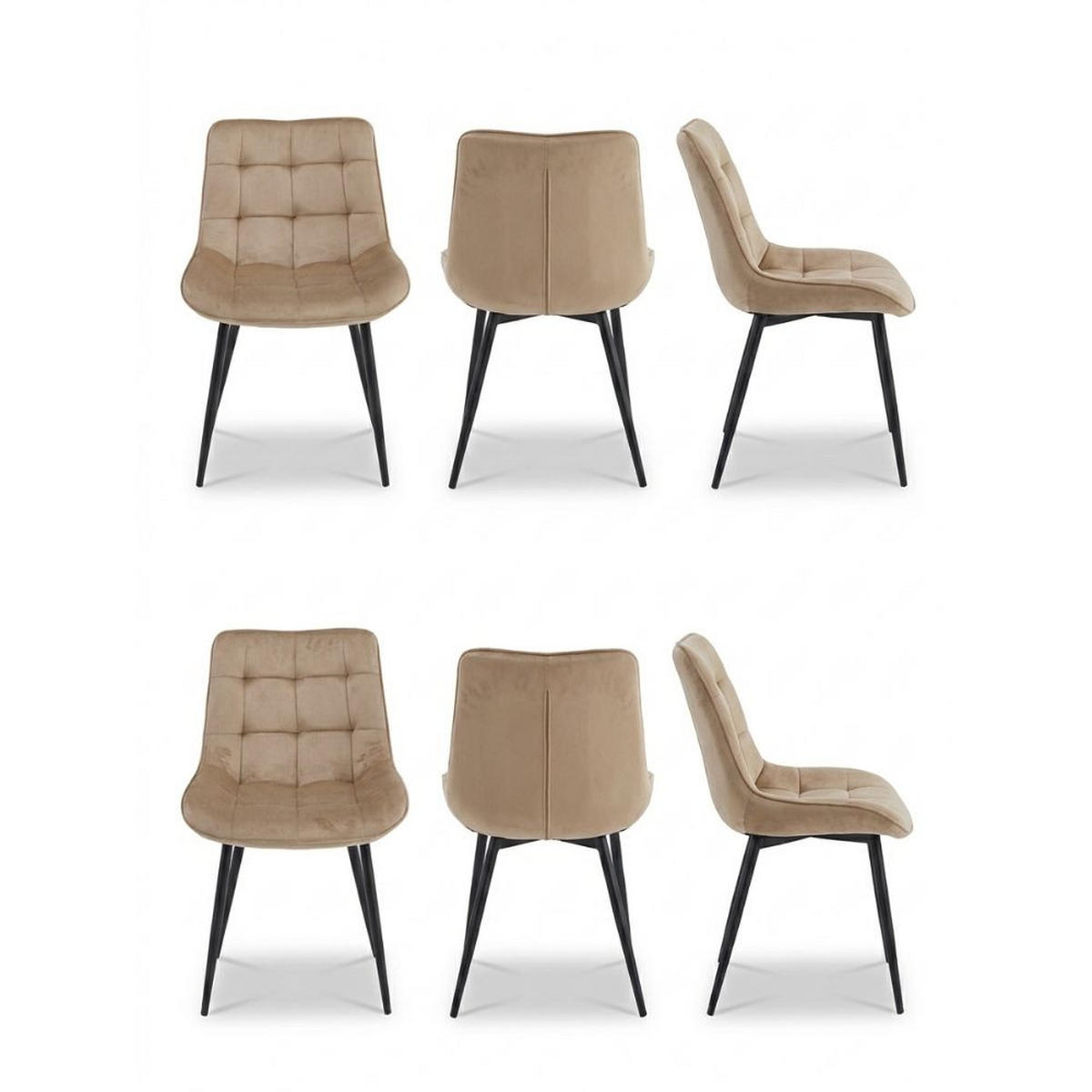 STÜHLE Esszimmerstuhl Samt, Rückenpolster moderner Küchen- & Wohnzimmerstuhl, 1 Stück, Beige - Beige/Schwarz, Metall (44/84/60cm) - AN Furniture Store