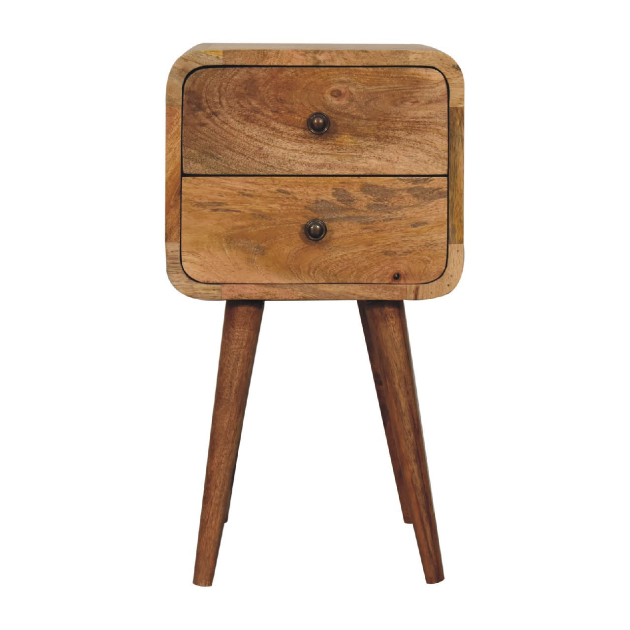 Artisan Furniture NOČNÍ SKŘÍŇKA Extra Mini, dubový vzhled, zakřivená, 1 zásuvka a otevřená přihrádka, béžová