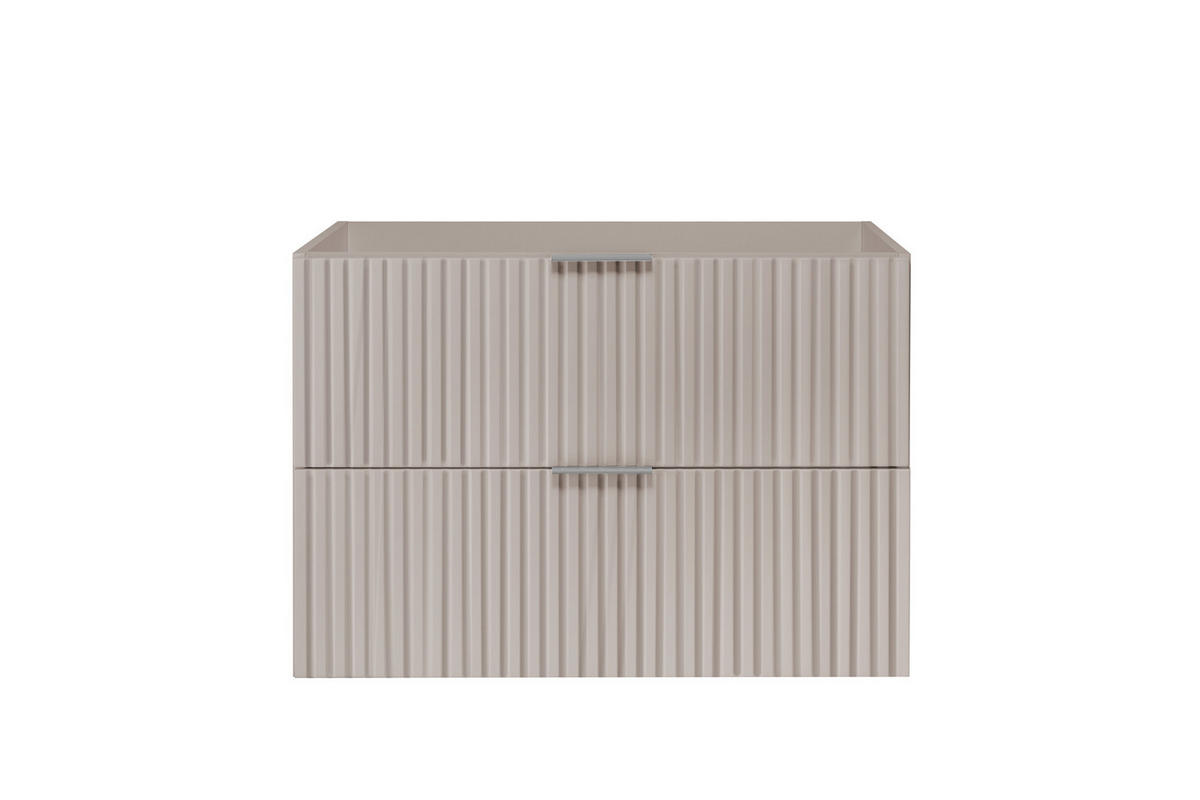 WASCHBECKUNTERSCHRANK, Kaschmir, 80 x 57 x 46 cm, silberner Griff, ohne Arbeitsplatte - Beige/Silberfarben, Holzwerkstoff (80/57/46cm) - 3XE LIVING