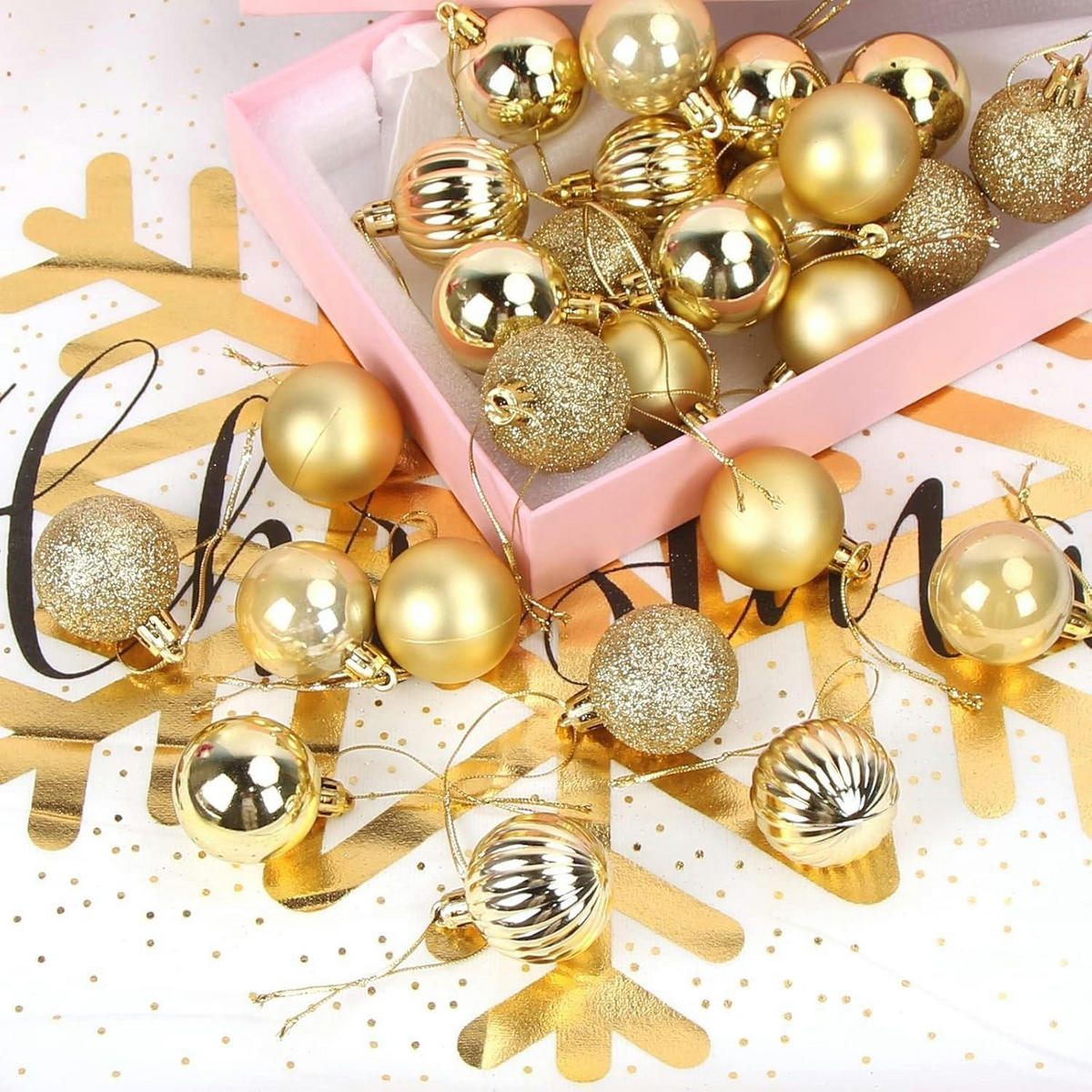 WEIHNACHTSKUGELN 36-teiliges Set Kunststoff Gold 4 cm - Goldfarben, Kunststoff (4/4/4cm)