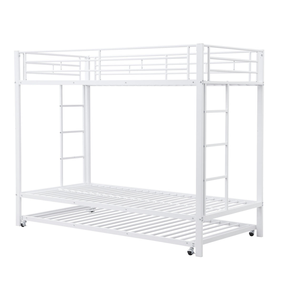 ETAGENBETT 90/200 cm aus Metall mit ausziehbarem Rollbett Weiß - Weiß, Metall (90/200cm) - Modenvie