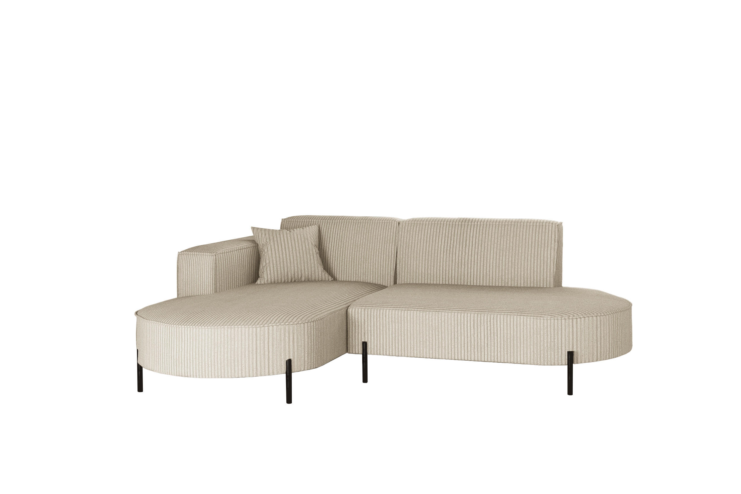 ECKSOFA L-Form Designer Modena Rein stoff Poso Beige Links - Creme, Holzwerkstoff (165/236cm) - Kaiser Möbel