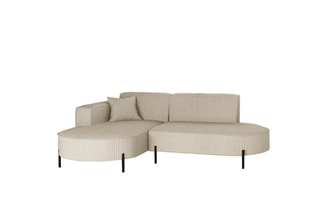 ECKSOFA L-Form Designer Modena Rein stoff Cord Beige Links - Creme, Holzwerkstoff (165/236cm) - Kaiser Möbel