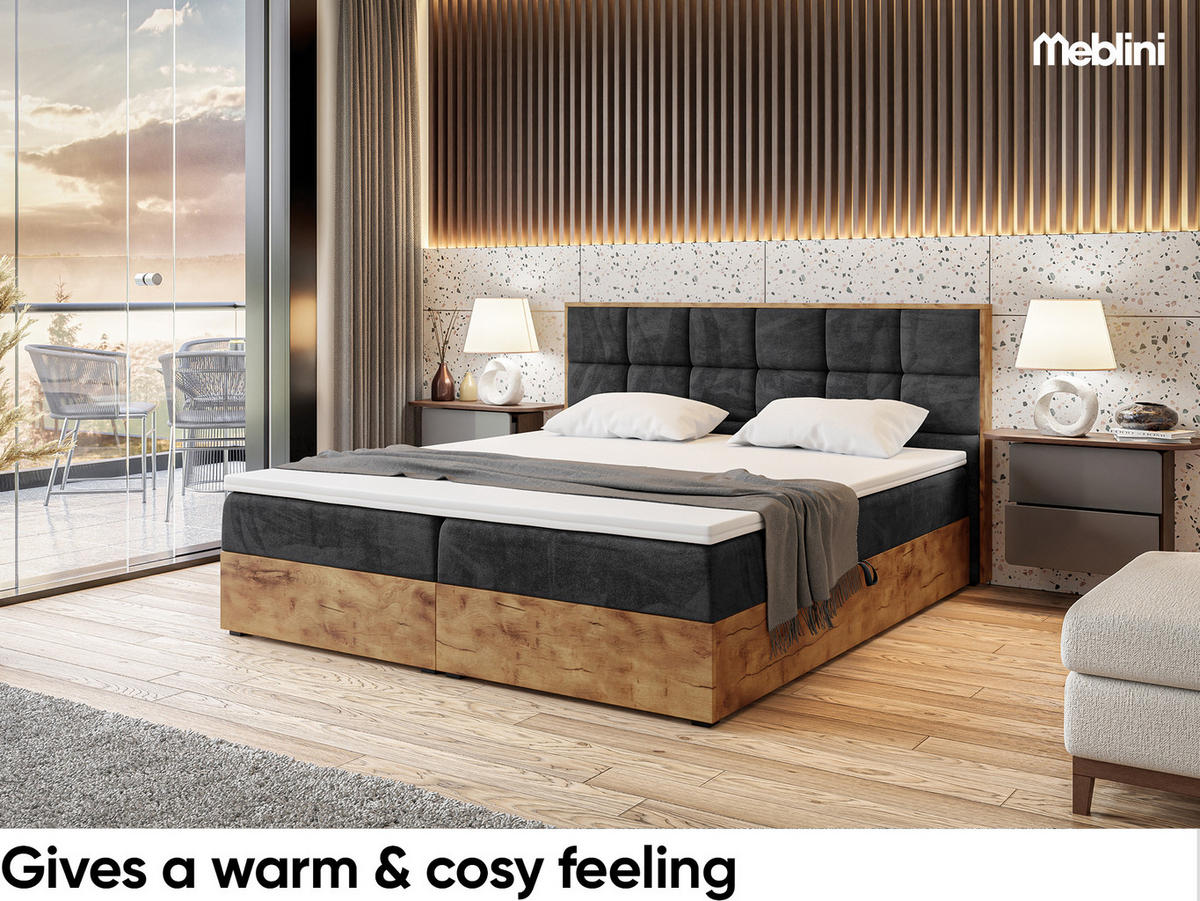 BOXBETT Lofty 1 - Schwarz, Holzwerkstoff/Textil (200/200cm) - Meblini