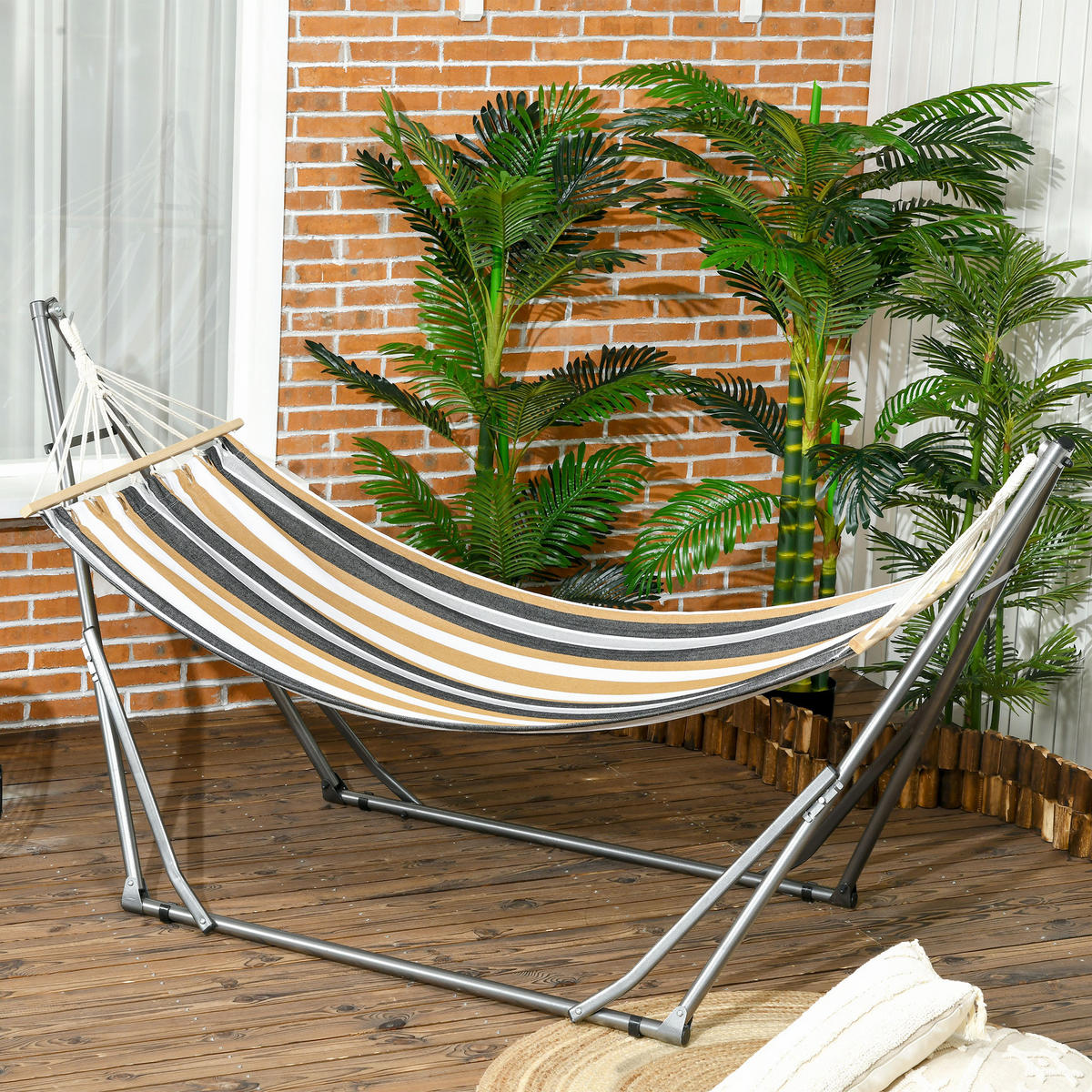 HÄNGEMATTE DE-13577 2-in-1 mit Wäscheständerfunktion Mehrfarbig - Grau, Metall (100/94/270cm) - ComfortXL