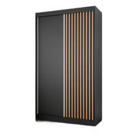 SCHRANK Schwarz Mit Lamellen Craft Gold 120 cm - Goldfarben/Schwarz, Holzwerkstoff (120/215/61cm) - Sepro Meble