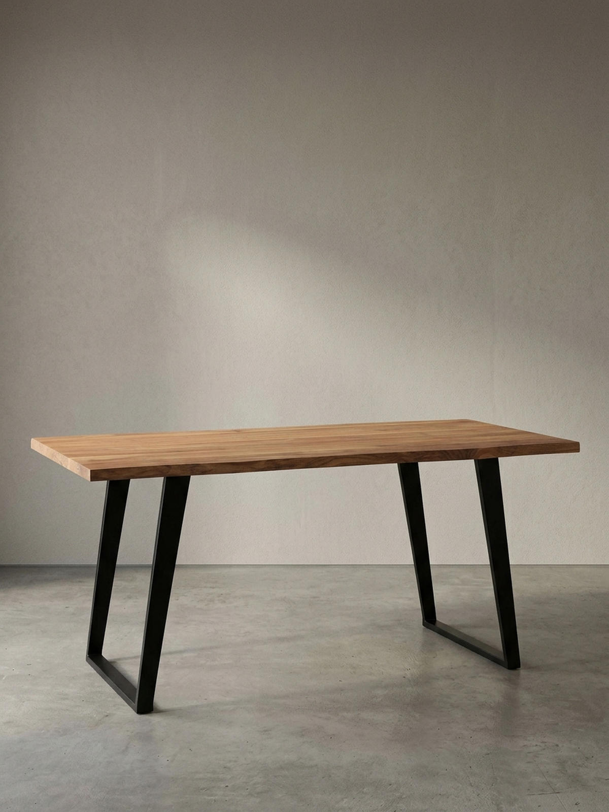 ESSTISCH Massivholz Baumkante Metall U-Gestell Handgefertigt ATOLL, Goldbraun-Schwarz 140x80x76 cm - Schwarz/Braun, Holz/Metall (80/140/76cm) - KADIMA DESIGN