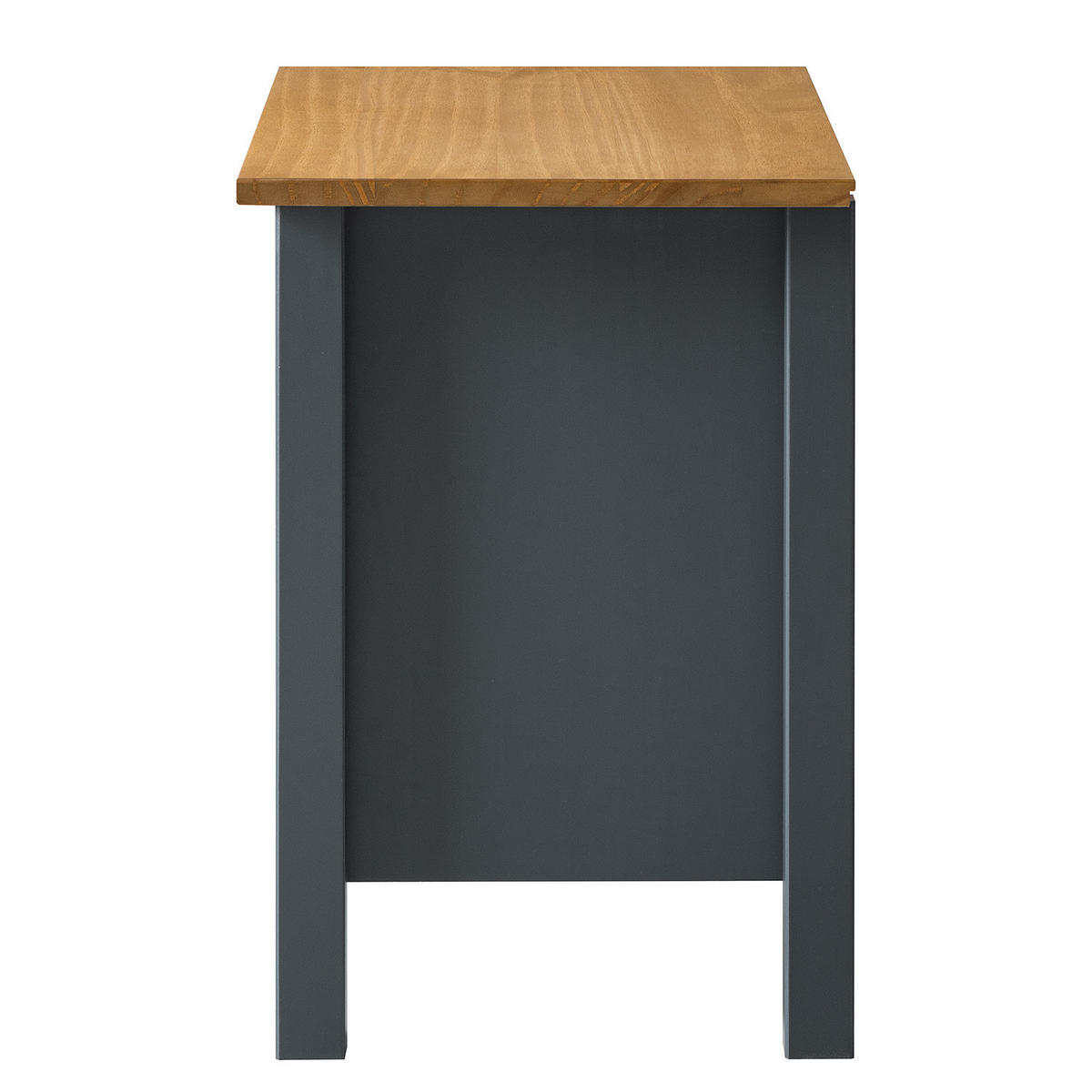 NACHTKOMMODE - Kiefer massiv - Anthrazit, Holz (46/52/35cm) - home24