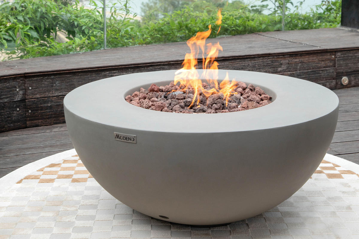 FEUERTISCH Roca Gasfeuerstelle aus GFRC-Beton 87/87/37 cm - Hellgrau, Stein (87/37/87cm) - Elementi