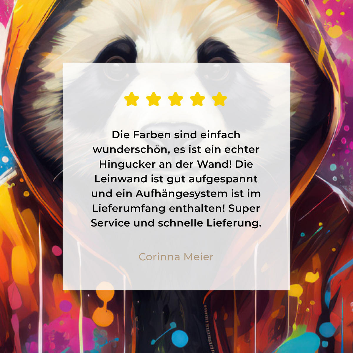 LEINWANDBILD Panda - Jacke - Graffiti - Orange 40x60 cm - Orange, Textil (40/60cm) - MuchoWow
