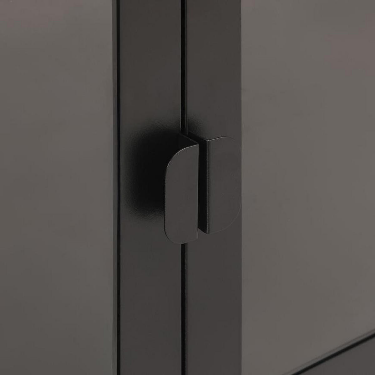 TV-LOWBOARD Metall 130cm 3 Türen, Schwarz und Sicherheitsglas EZRA - Schwarz, Metall (130/55/40cm) - Sicaan