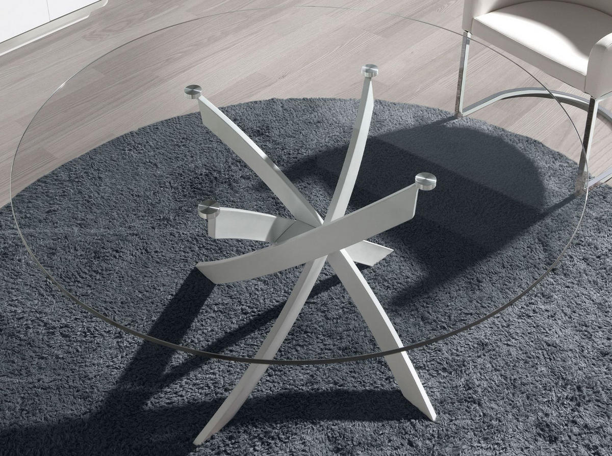 ESSTISCH Esstisch runde gehärtetes Glas aus weißer Stahl Ø120/75 cm - Transparent/Weiß, Glas (120/120/75cm) - ANGEL CERDA